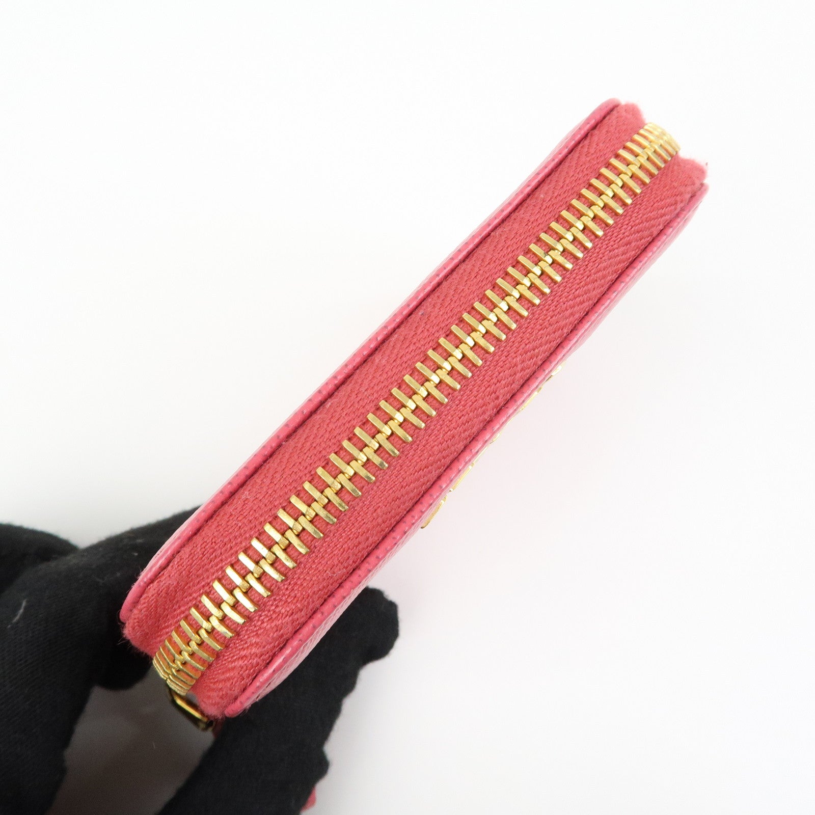 PRADA Saffiano Leather Zippy Coin Case Coin Purse Pink 1MM268