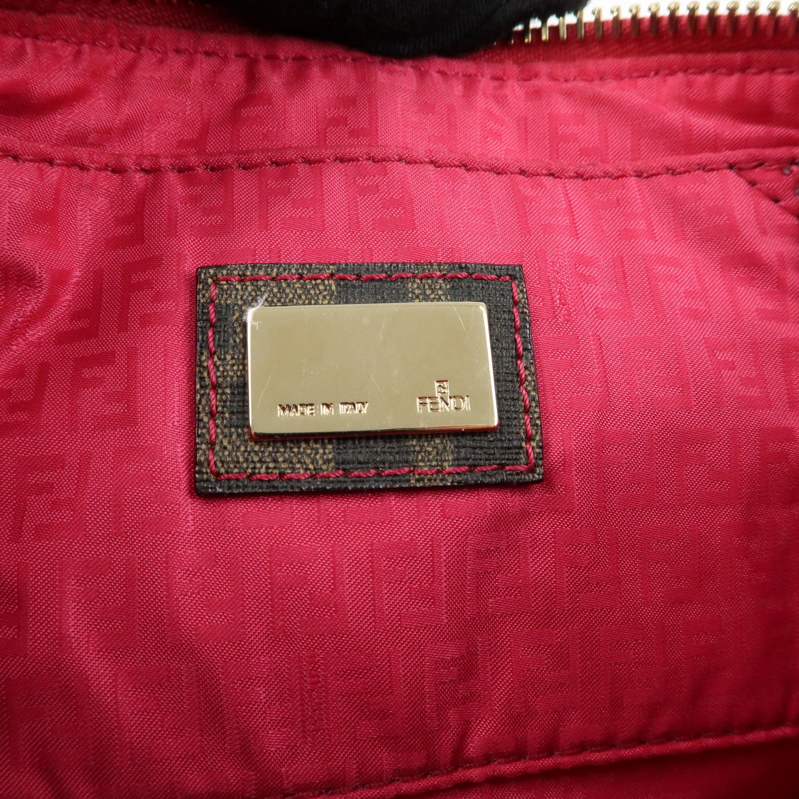 FENDI Zucca Print PVC Canvas Chain Accessory Pouch Brown 8BR592