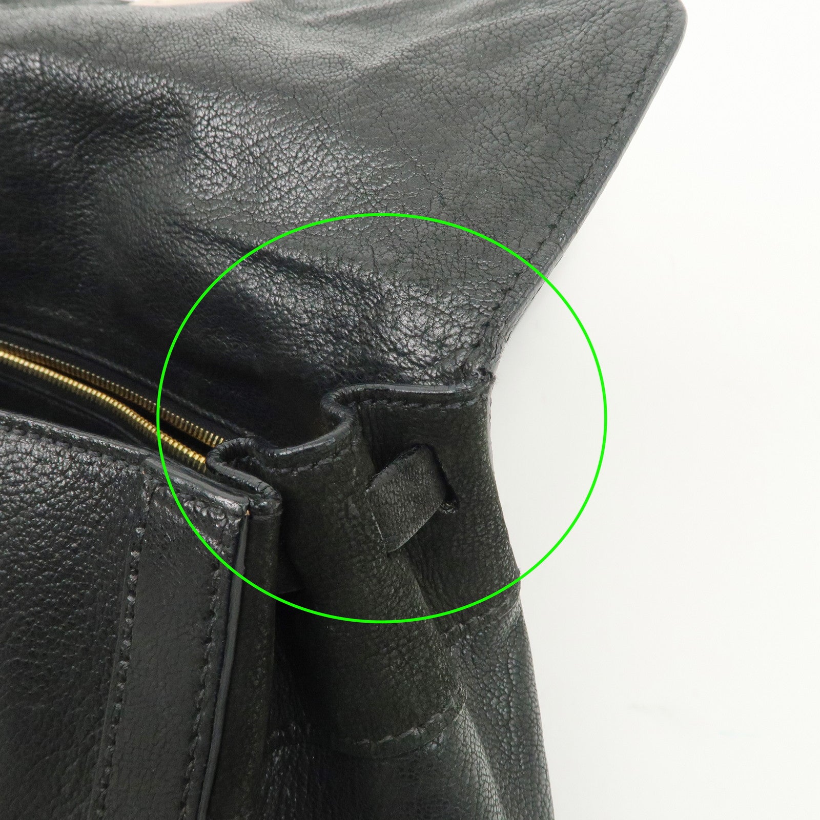 PRADA Leather Shoulder Bag Hand Bag Black BR3027 Used