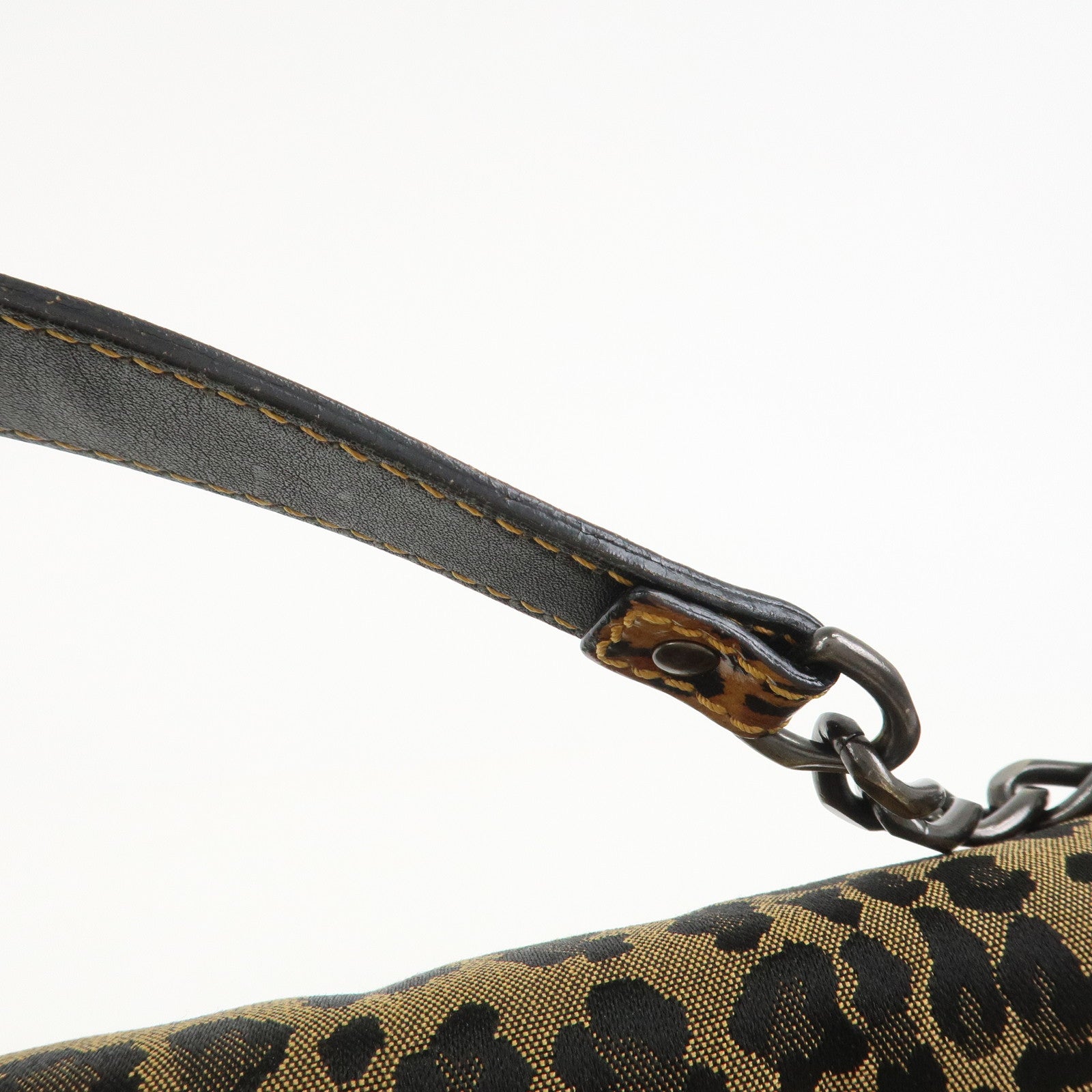 FENDI Canvas Leather Shoulder Bag Hand Bag Leopard Brown 8BR551