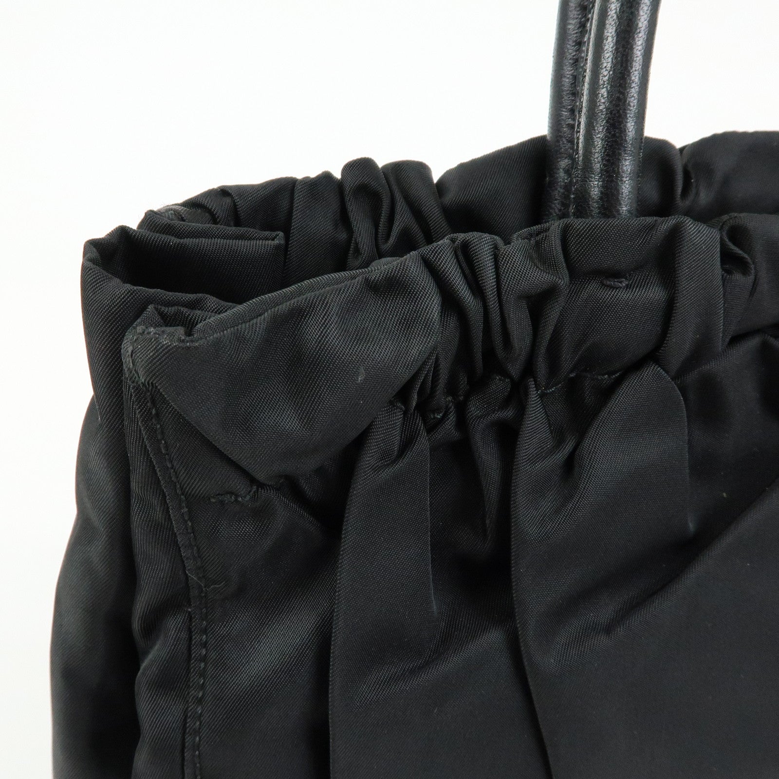 PRADA Triangle Logo Ribbon Nylon Leather 2Way Hand Bag Black BN1631