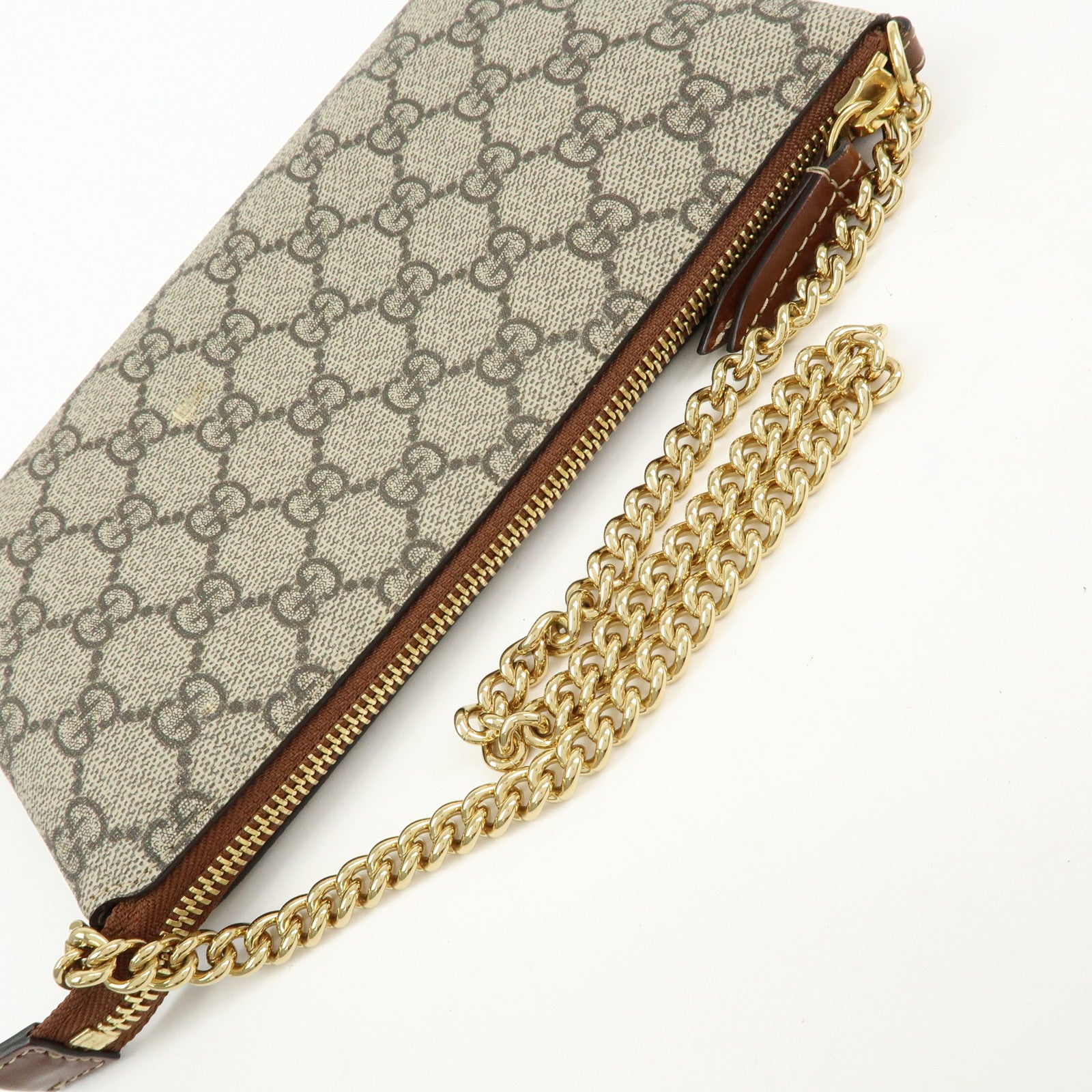 GUCCI Guccissima GG Supreme Leather Chain Shoulder Bag Beige 428449