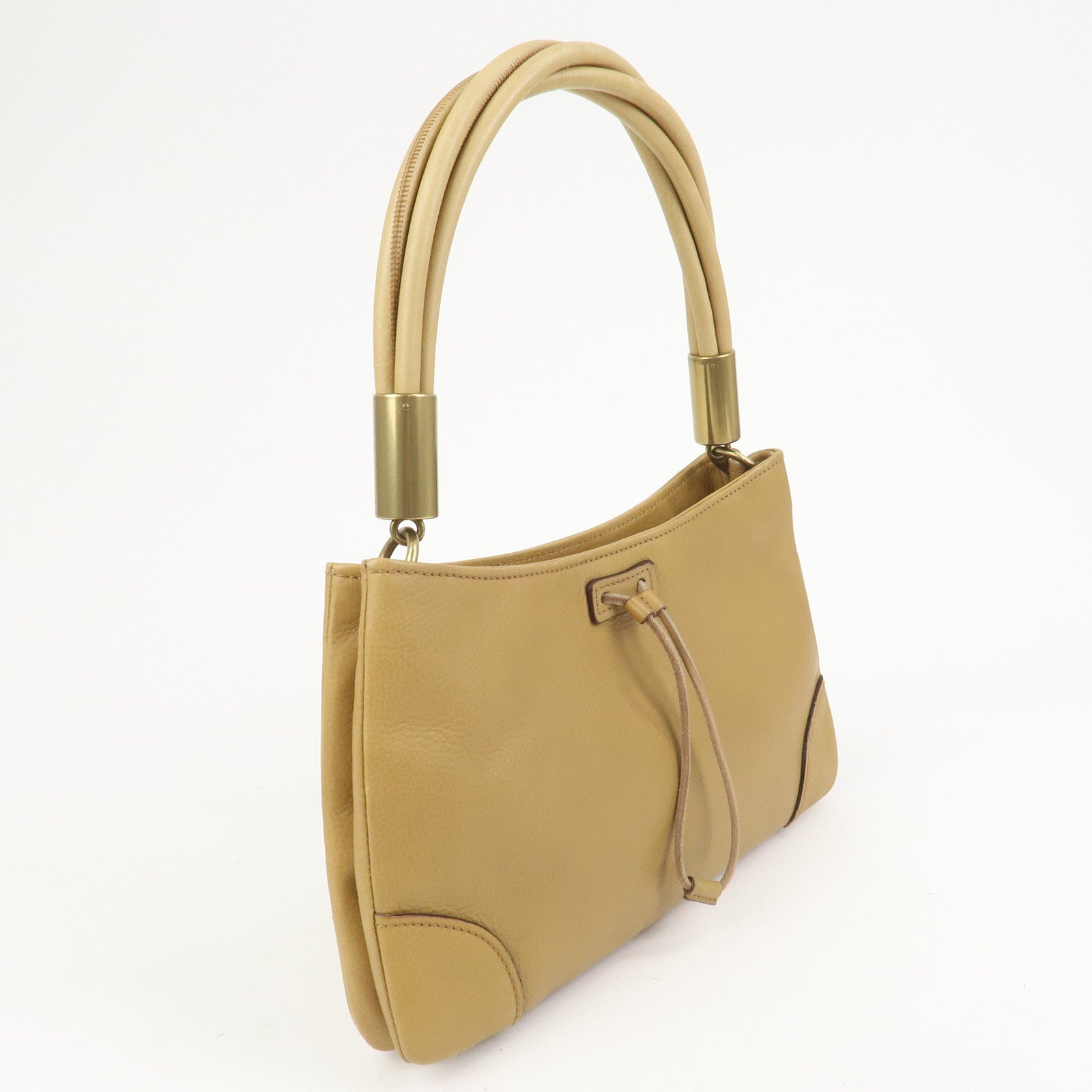 GUCCI Leather Shoulder Bag Hand Bag Beige 108964