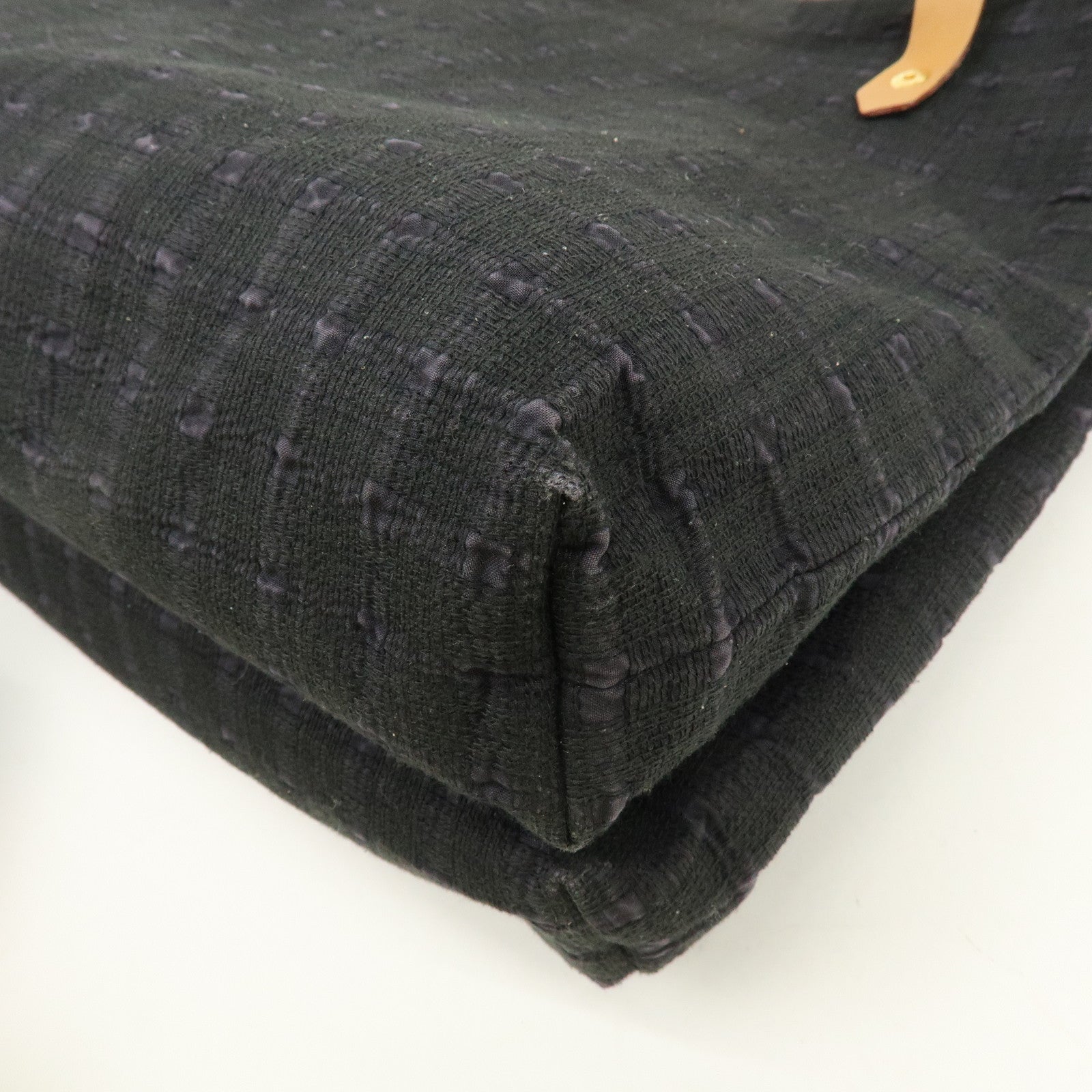 HERMES Amedaba Cabas de Poche Cotton Canvas Leather Tote Bag Navy