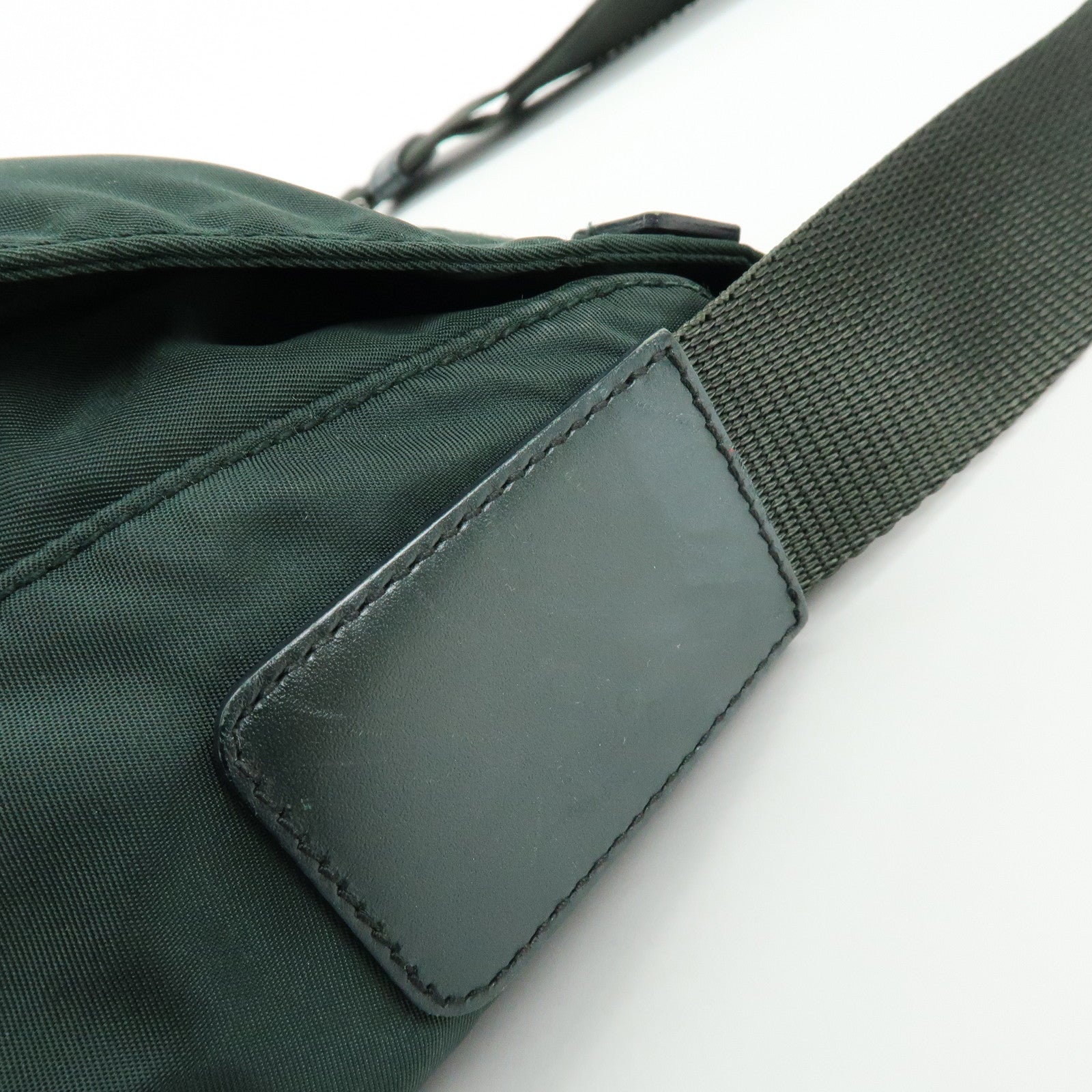 PRADA Triangle Logo Nylon Leather Shoulder Crossbody Bag Dark Brown