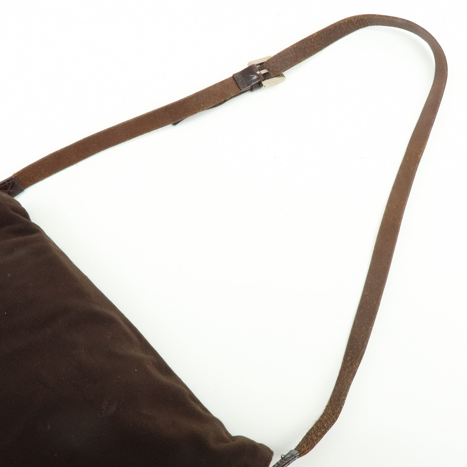 FENDI Wool Leather Shoulder Bag Crossbody Bag Brown 16071