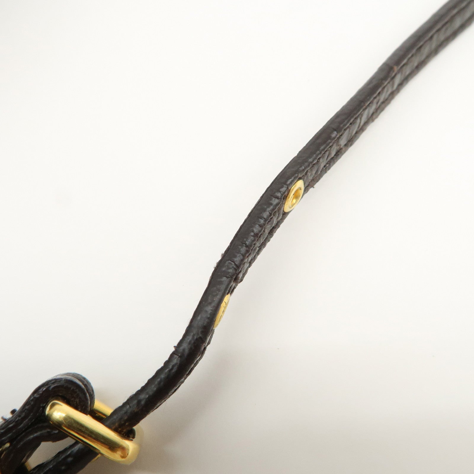 MIU MIU Embossed Leather Shoulder Crossbody Bag Dark Brown 5N1477