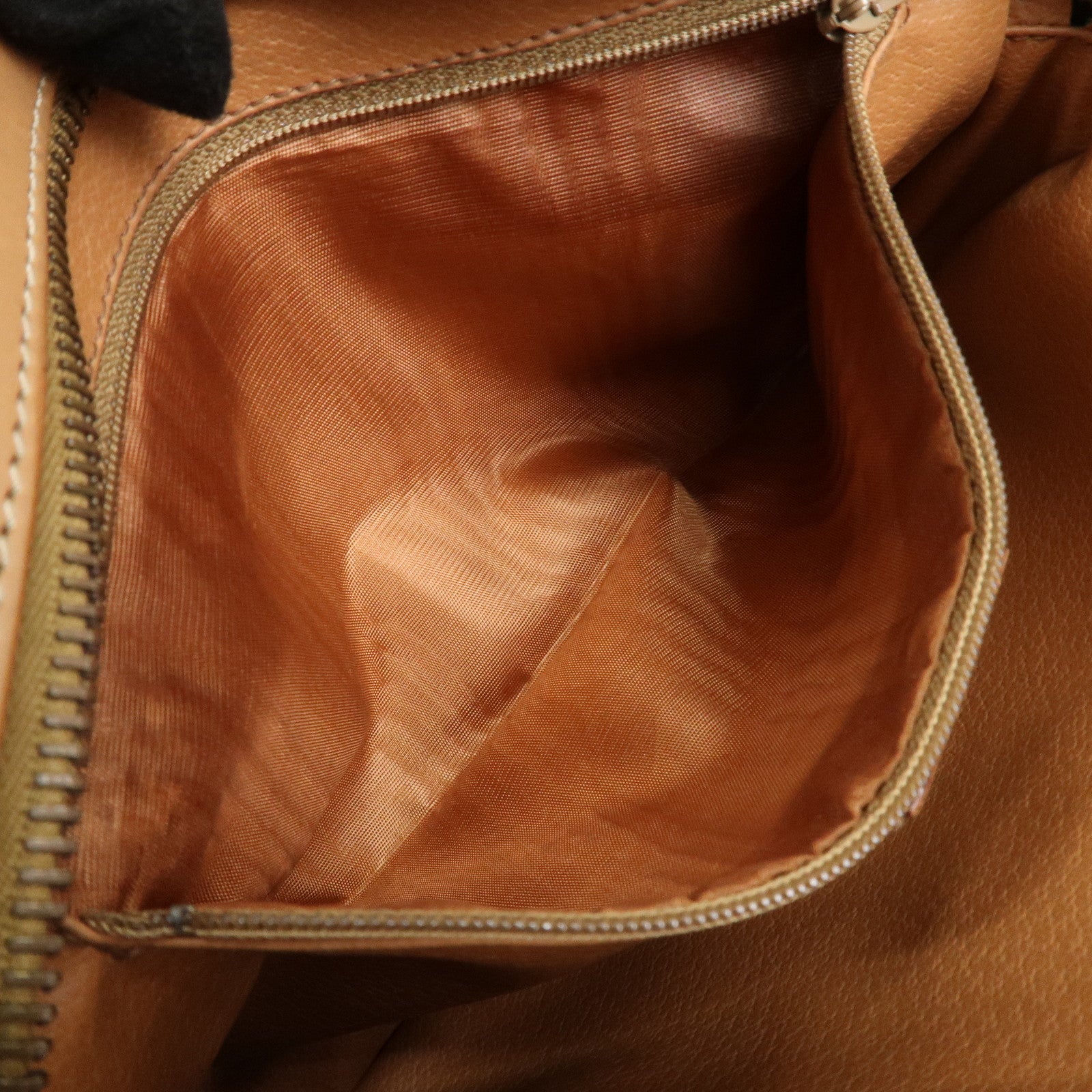 CELINE Macadam Leather Shoulder Bag Beige Brown Gold Hardware