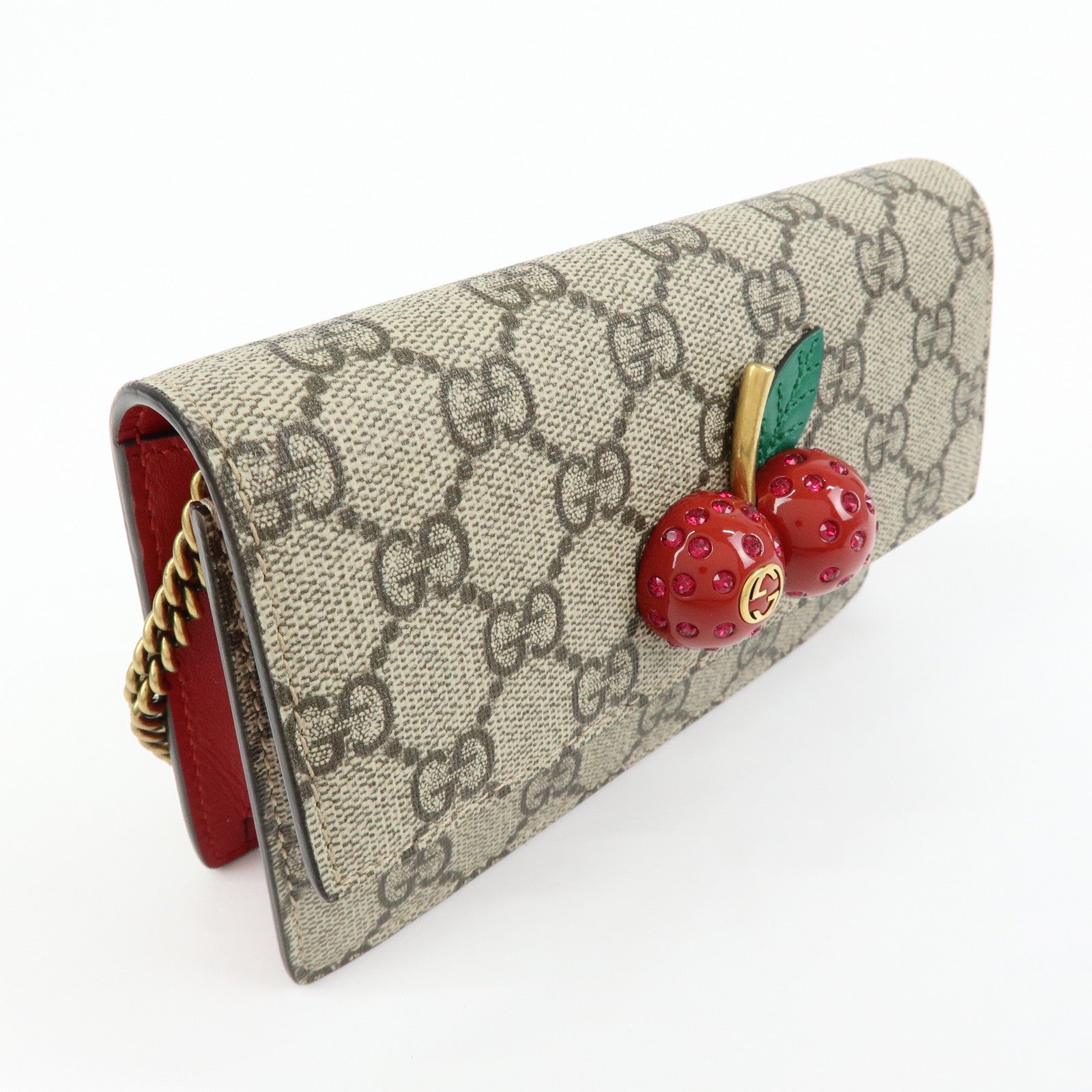 GUCCI Interlocking G Cherry GG Supreme Chain Shoulder Bag 481291