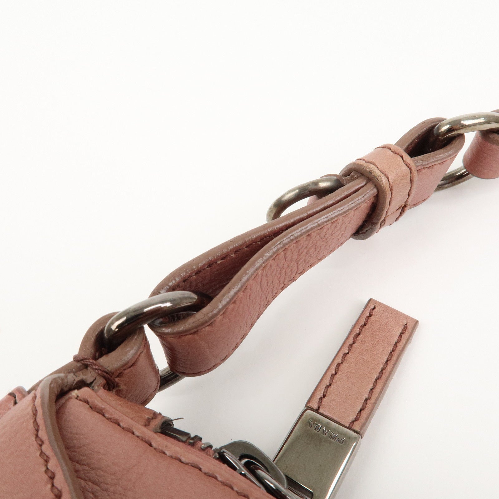 PRADA Leather Shoulder Bag Hand Bag Pink