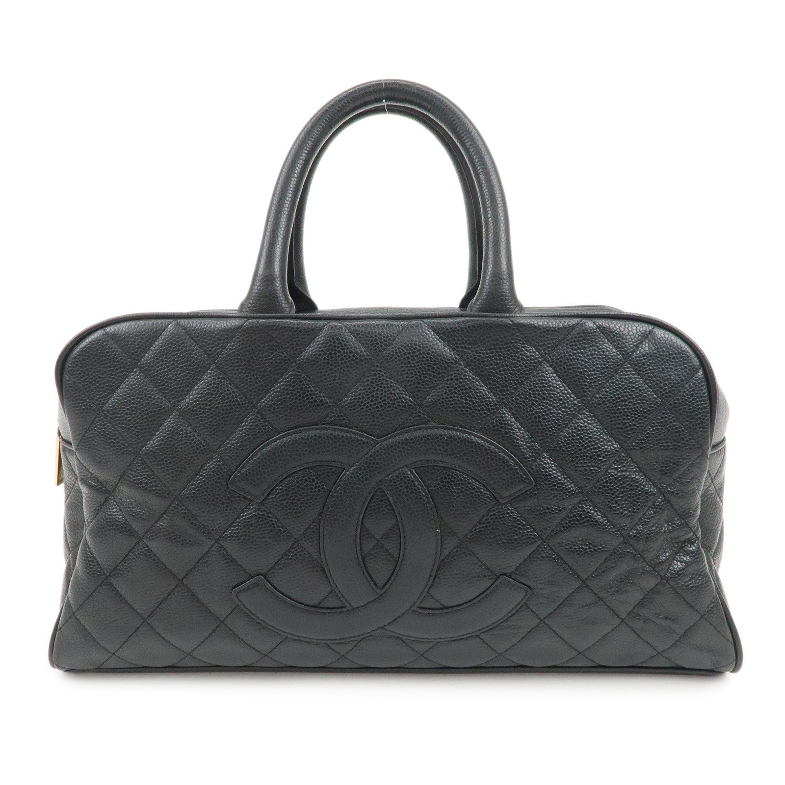 CHANEL Matelasse Caviarskin Boston Bag Hand Bag Black A20997