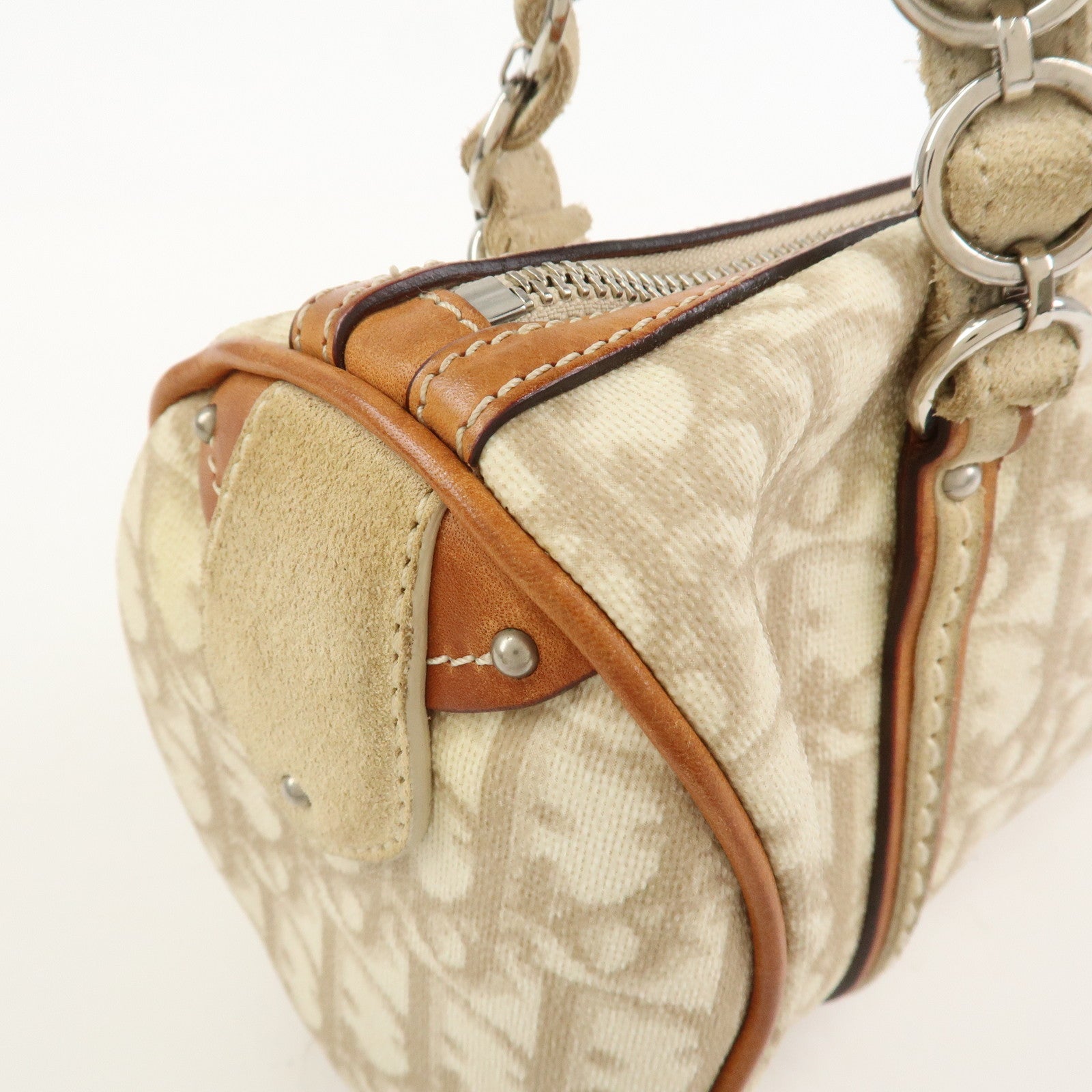 Christian Dior Romantic Trotter PVC Leather Hand Bag Beige
