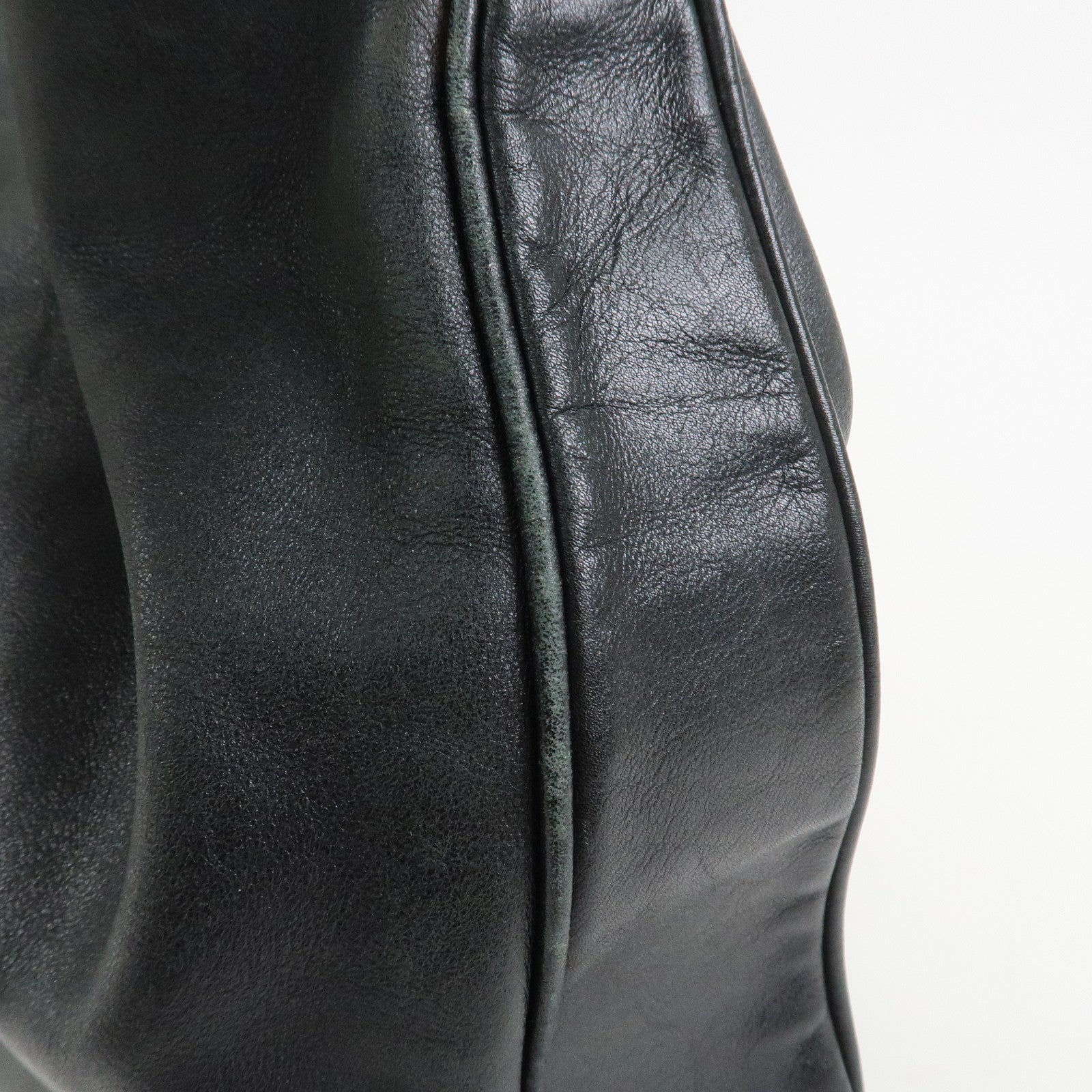 GUCCI Bamboo Leather 2Way Hand Bag Shoulder Bag Black 001郢晢スサ2852