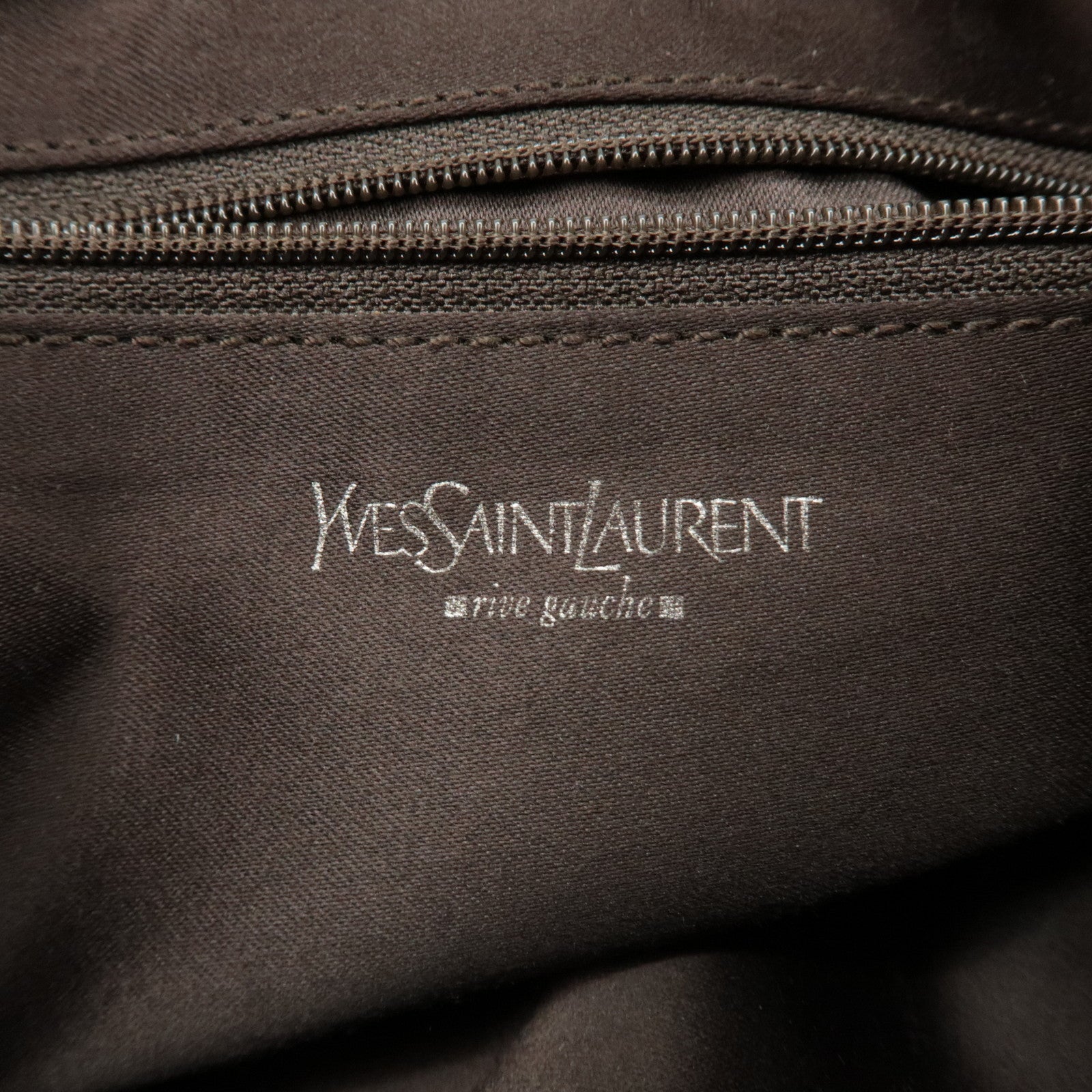SAINT LAURENT Kahara Leather Canvas Velour Tote Bag Brown Used