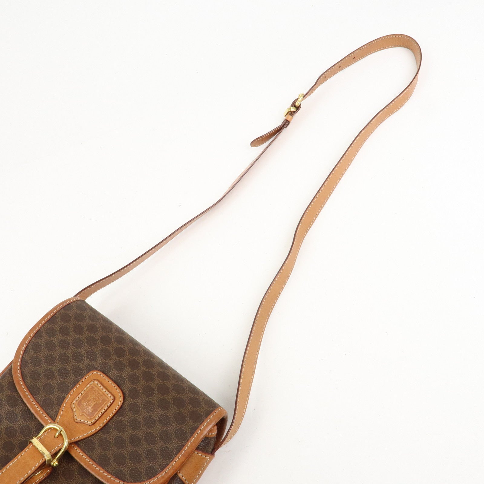 CELINE Macadam PVC Leather Shoulder Bag Brown