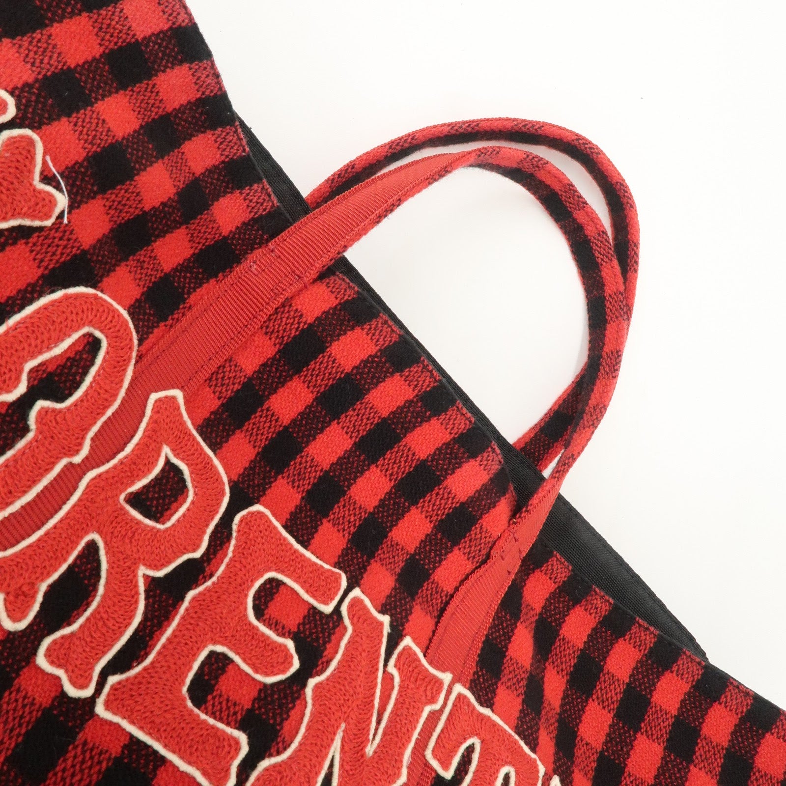 GUCCI Canvas Tote Bag Hand Bag Flower Plaid Red 484690