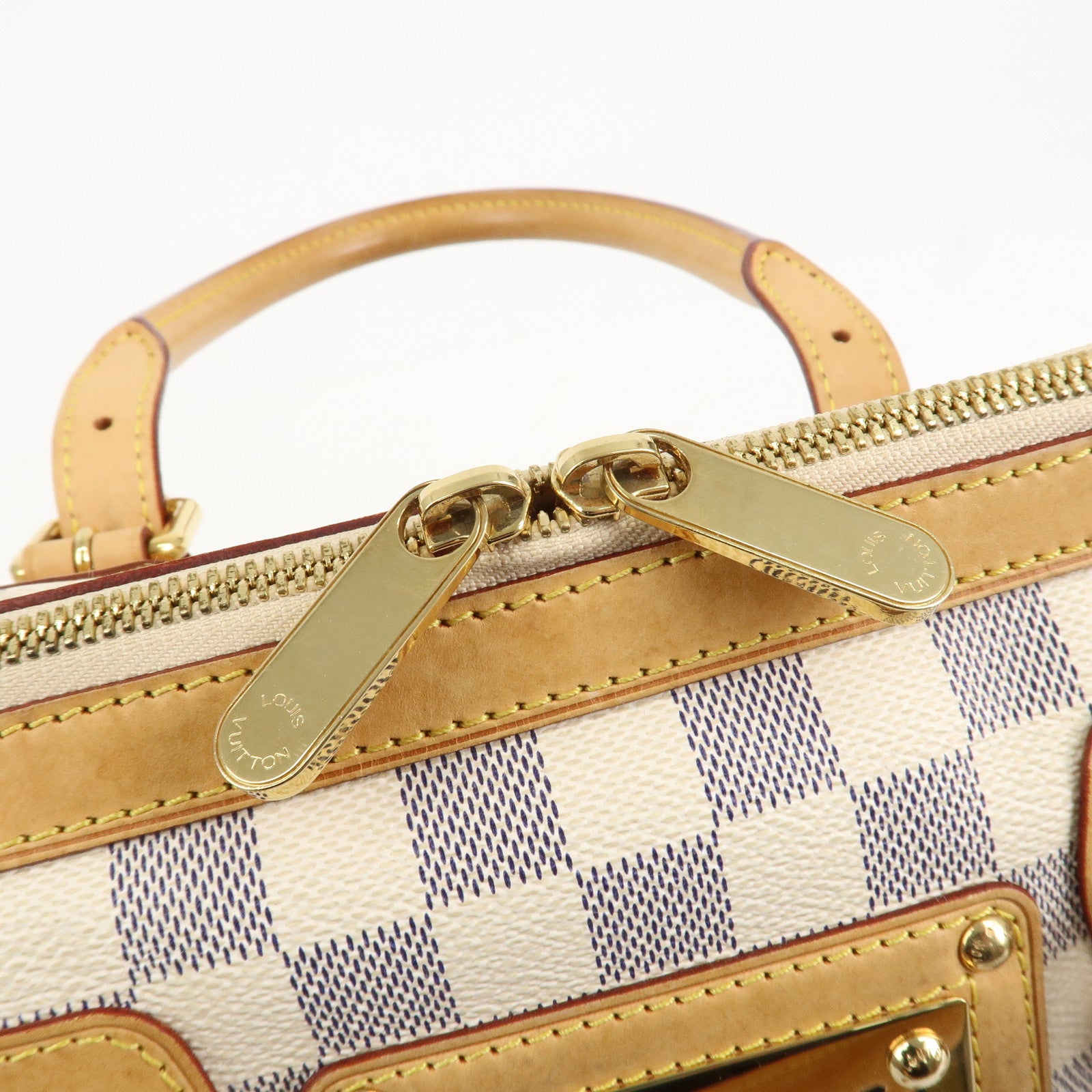 Louis Vuitton Damier Azur Leather Canvas Berkeley Hand Bag N52001 Used