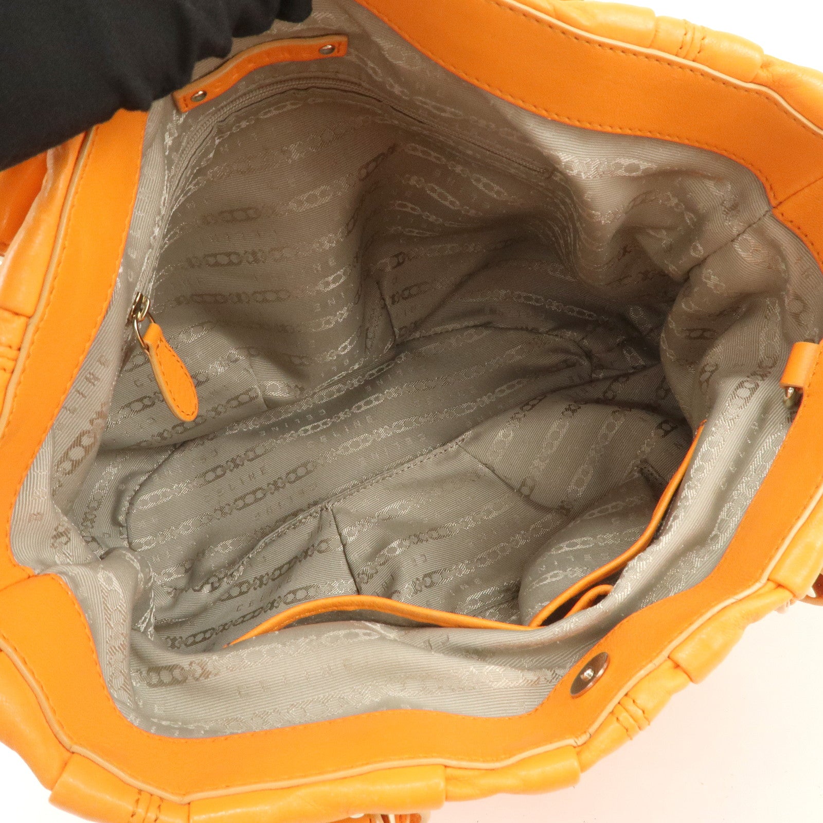 CELINE Macadam Leather 2Way Bag Hand Bag Shoulder Bag Orange