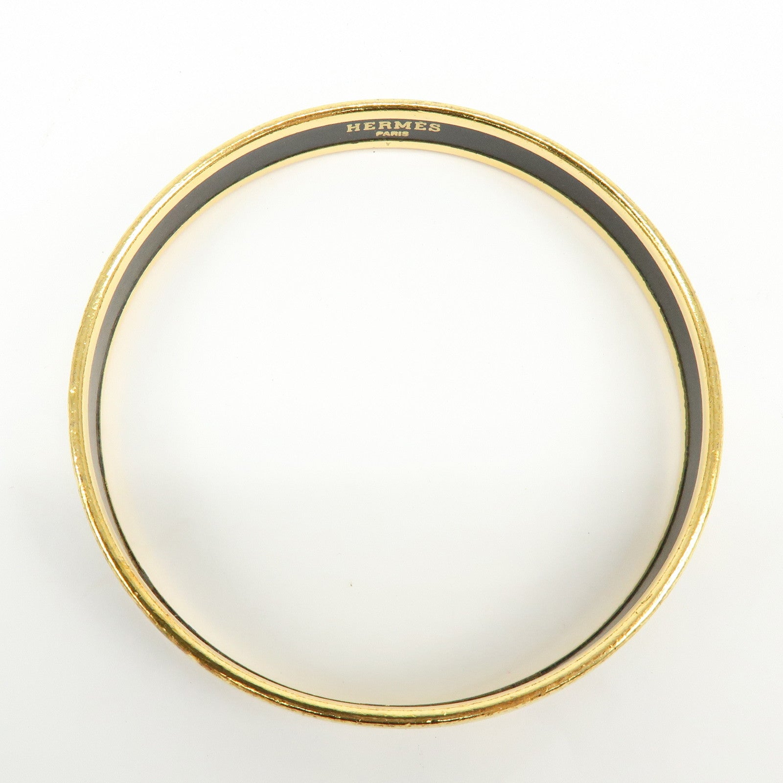 HERMES Email PM Bracelet Bangle Gold Green