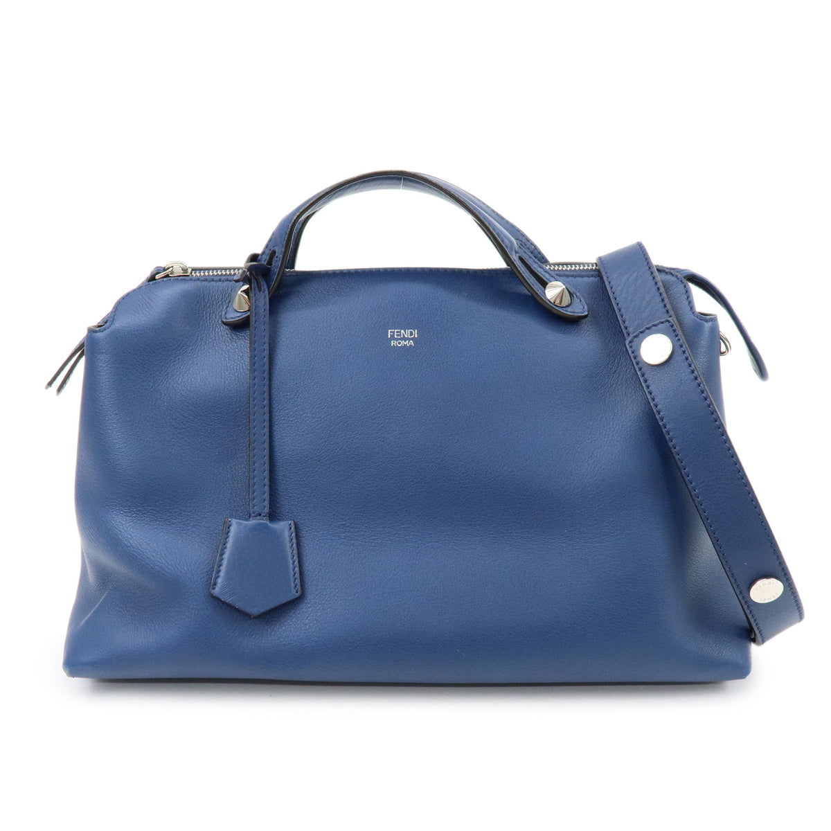 FENDI By The Way Leather 2Way Bag Hand Bag Shoulder Bag Blue 8BL124