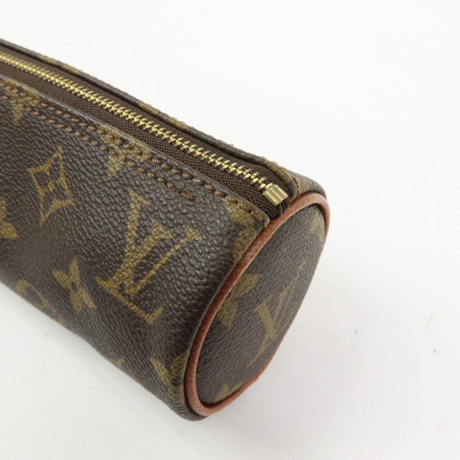 Louis Vuitton Monogram Trousse Ronde Pen Case Brown M47630