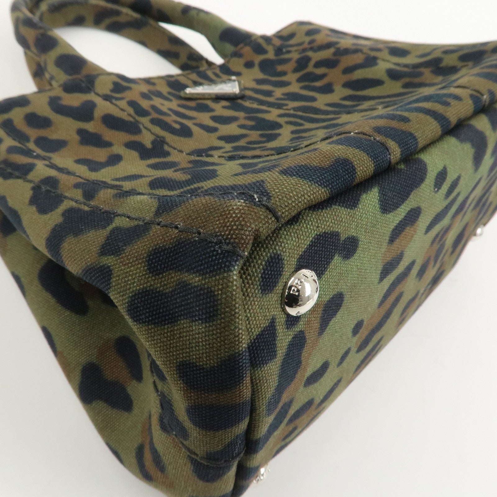 PRADA Triangle Logo Canapa Mini Canvas 2Way Bag Leopard 1BG439
