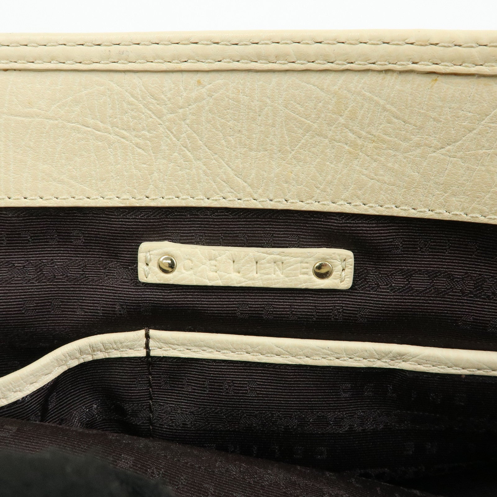 CELINE Macadam Boogie Bag Canvas Leather Hand Bag Tote Bag Brown