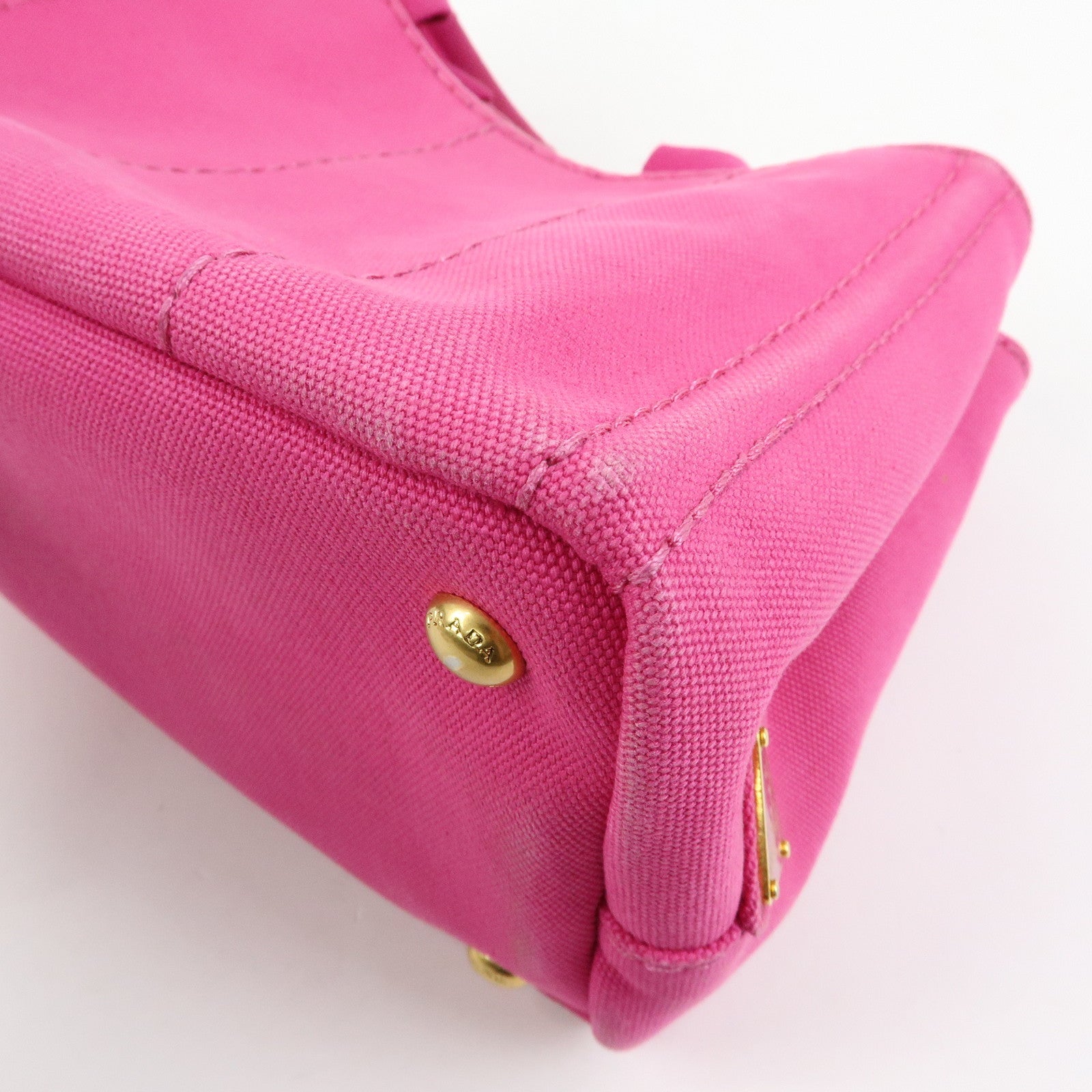 PRADA Triangle Logo Canapa Mini 2Way Bag Hand Bag Pink B2439G