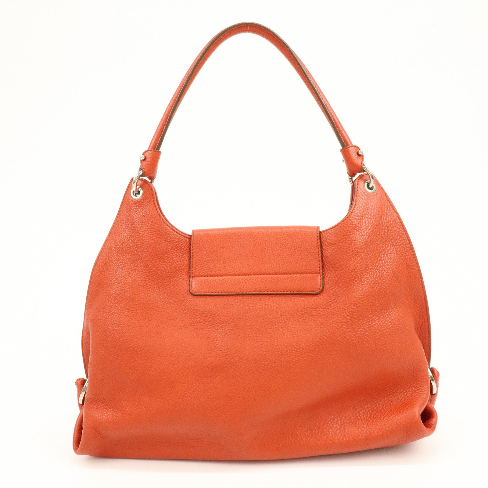 Ferragamo Gancini Leather Shoulder Bag Hand Bag Orange