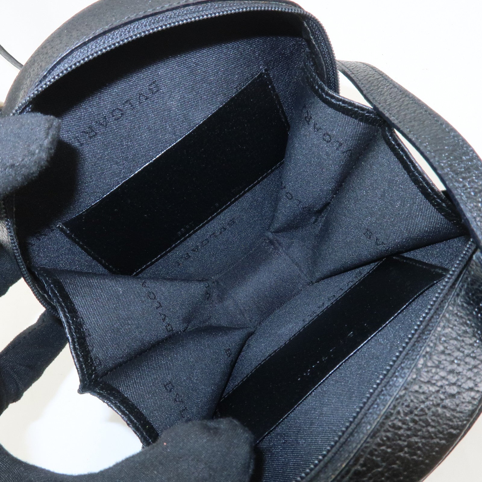 BVLGARI Logo B-Zero 1 Drum Leather Shoulder Bag Black