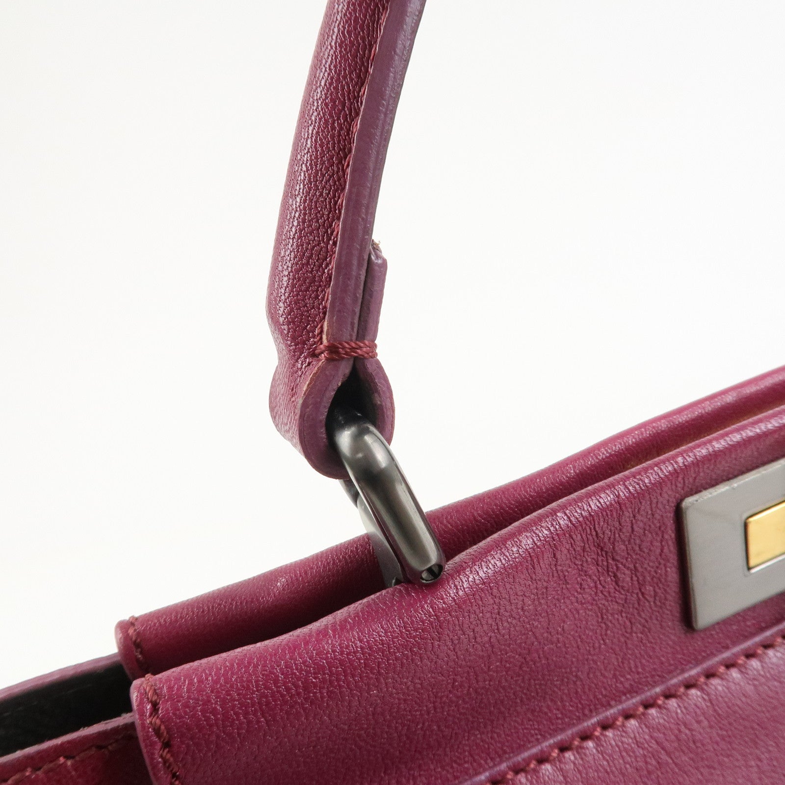 FENDI Peekaboo Leather 2Way Hand Bag Shoulder Bag Fuchsia 8BN226