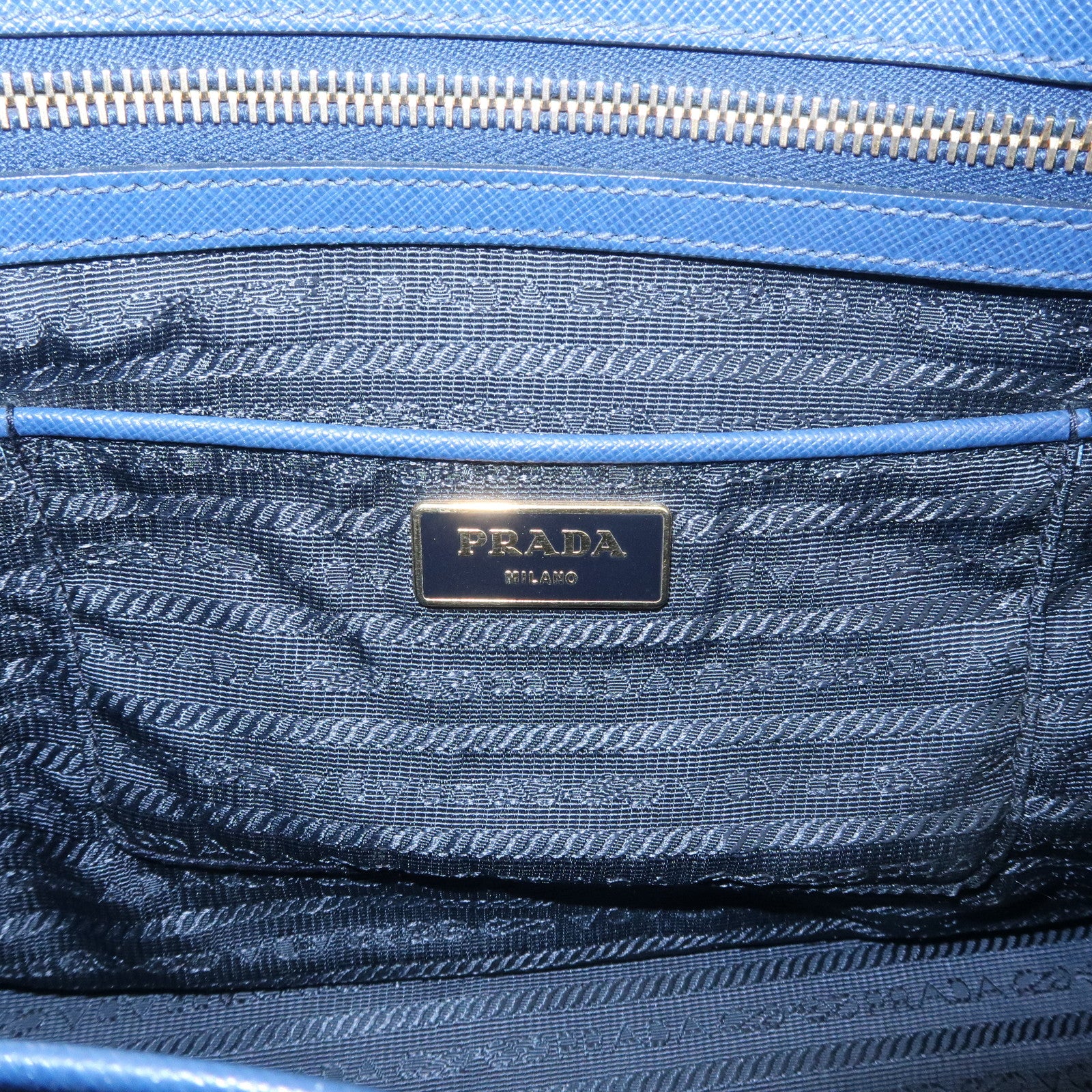 PRADA Triangle Logo Saffiano Leather 2Way Bag Shoulder Bag Blue