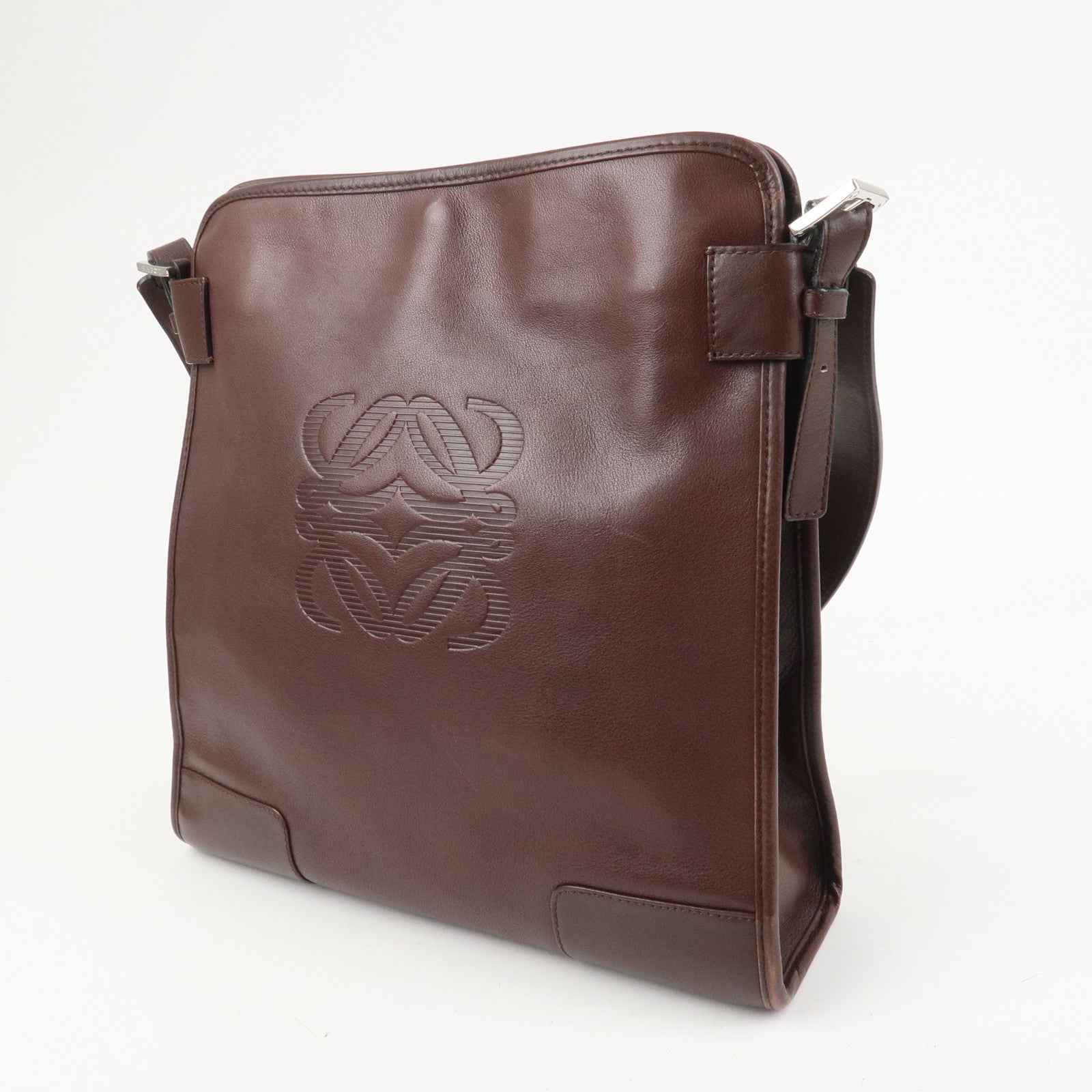LOEWE Anagram Logo Leather Shoulder Bag Crossbody Bag Brown