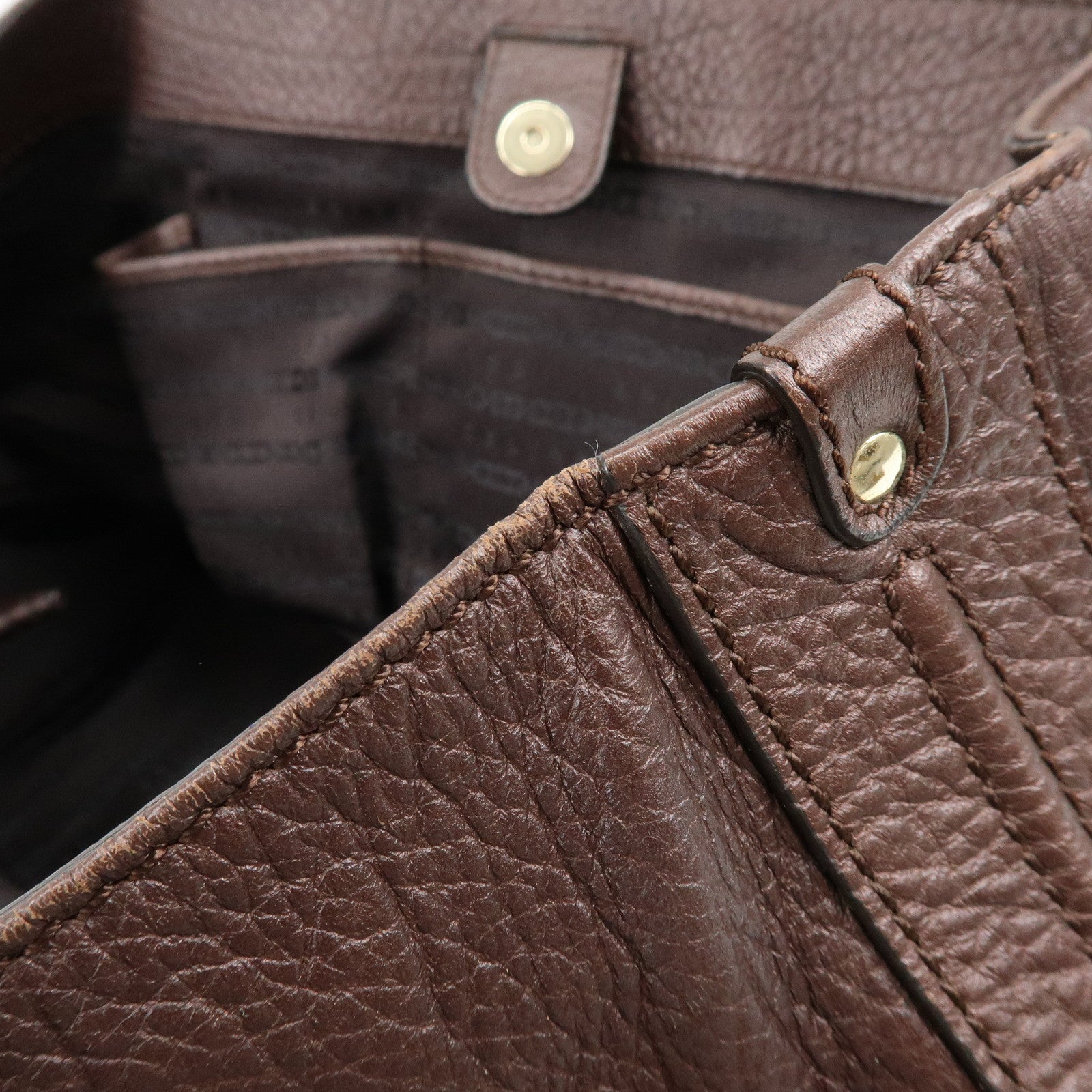 CELINE Triomphe Leather Tote Bag Hand Bag Shoulder Bag Brown