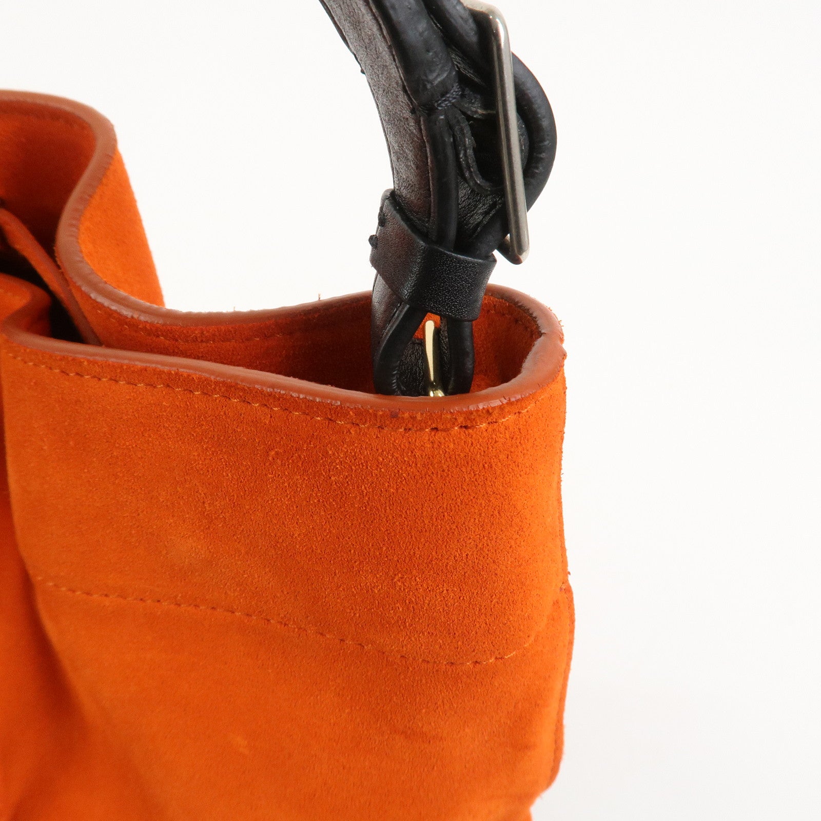 CELINE Suede Calf Leather Shoulder Bag Hand Bag Orange Black