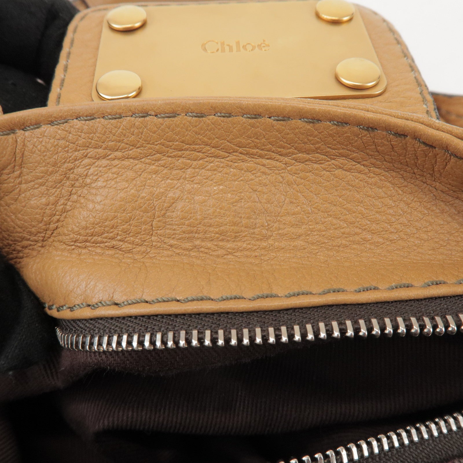 Chloe Paddington Leather Tote Bag Hand Bag Beige Brown