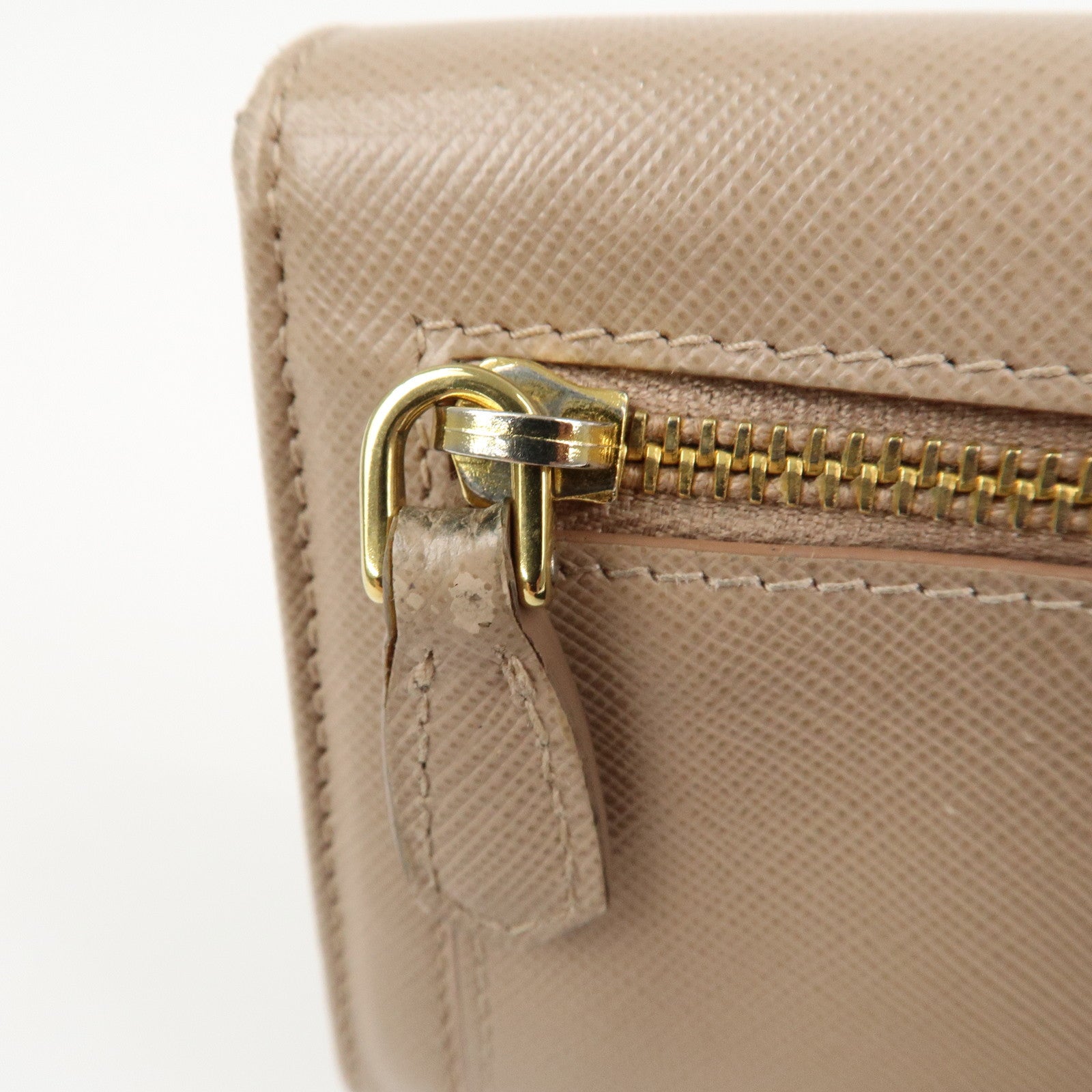 PRADA Triangle Logo Saffiano Leather Long Wallet Pink Beige 1MH132