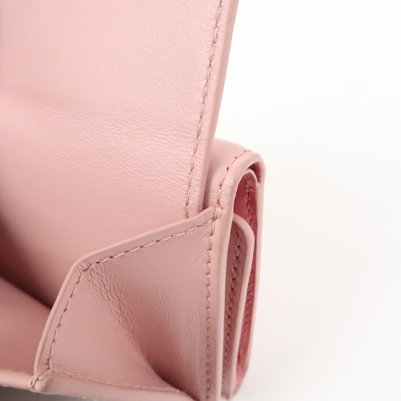 MIU MIU Logo Ribbon Tri-fold Wallet Compact Wallet Pink 5MH020