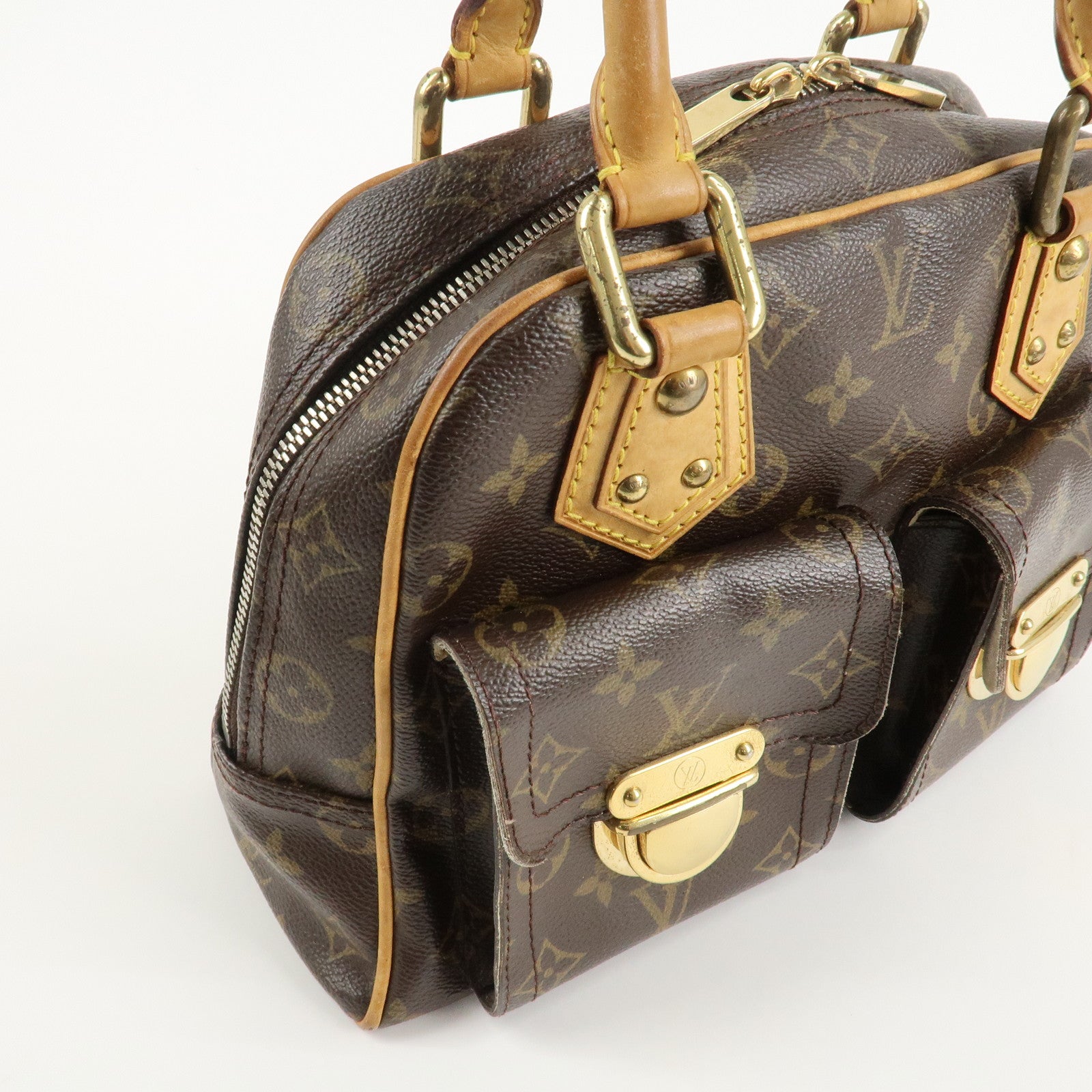 Louis Vuitton Monogram Manhattan PM Hand Bag Brown M40026 Used