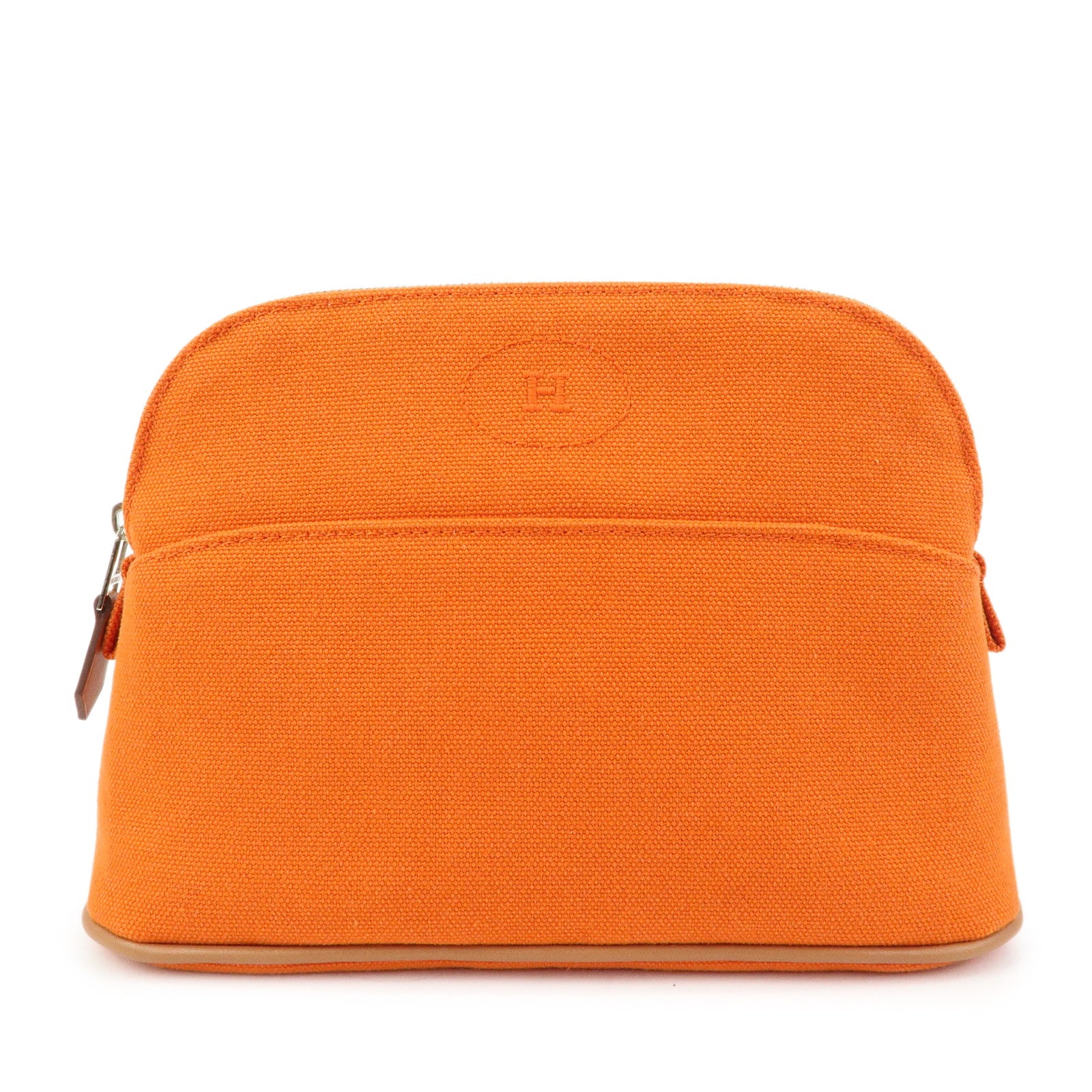 HERMES Bolide Mini Canvas Leather Pouch Cosmetic Pouch Orange