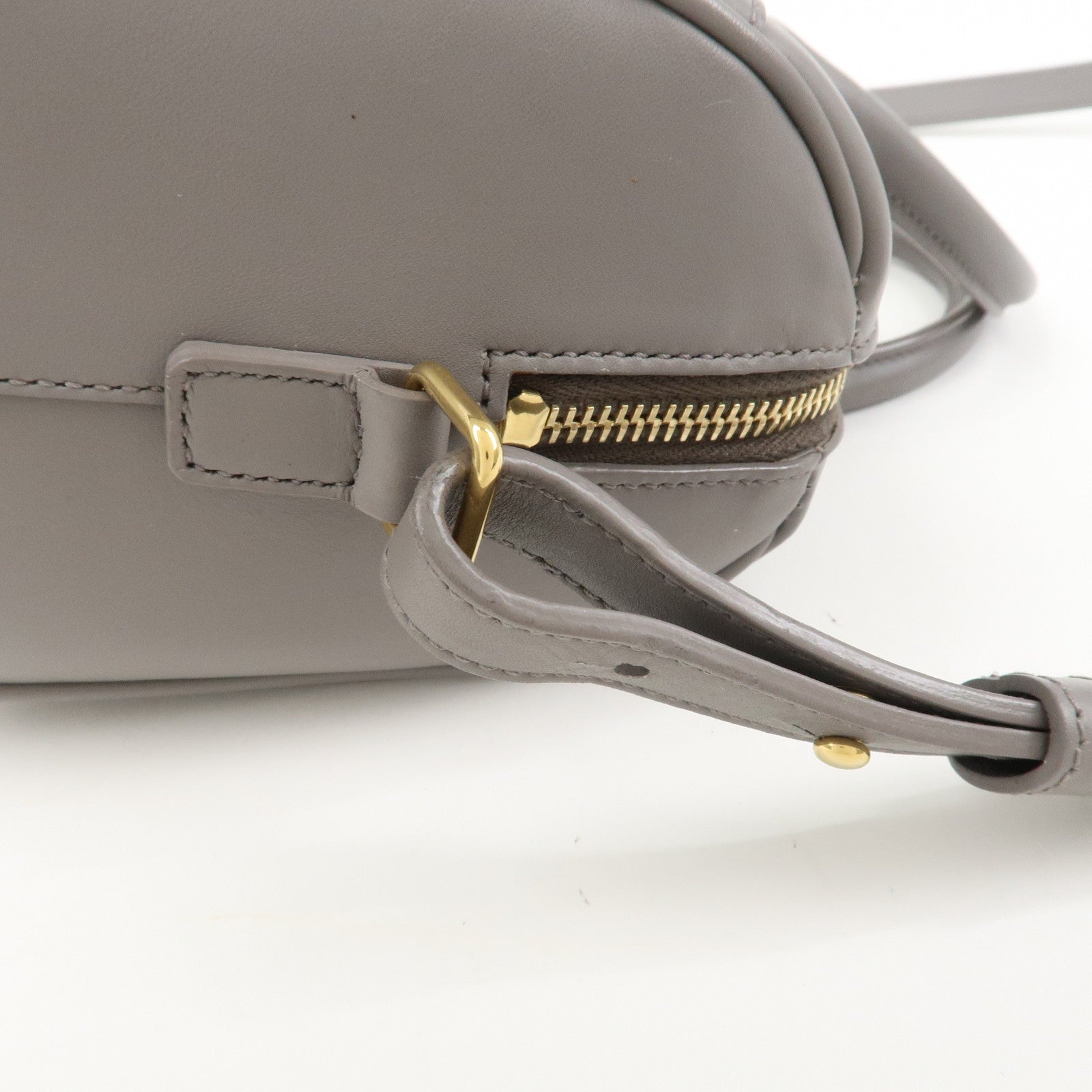SAINT LAURENT PARIS Baby Duffle Leather 2WAY Hand Bag Gray 330958