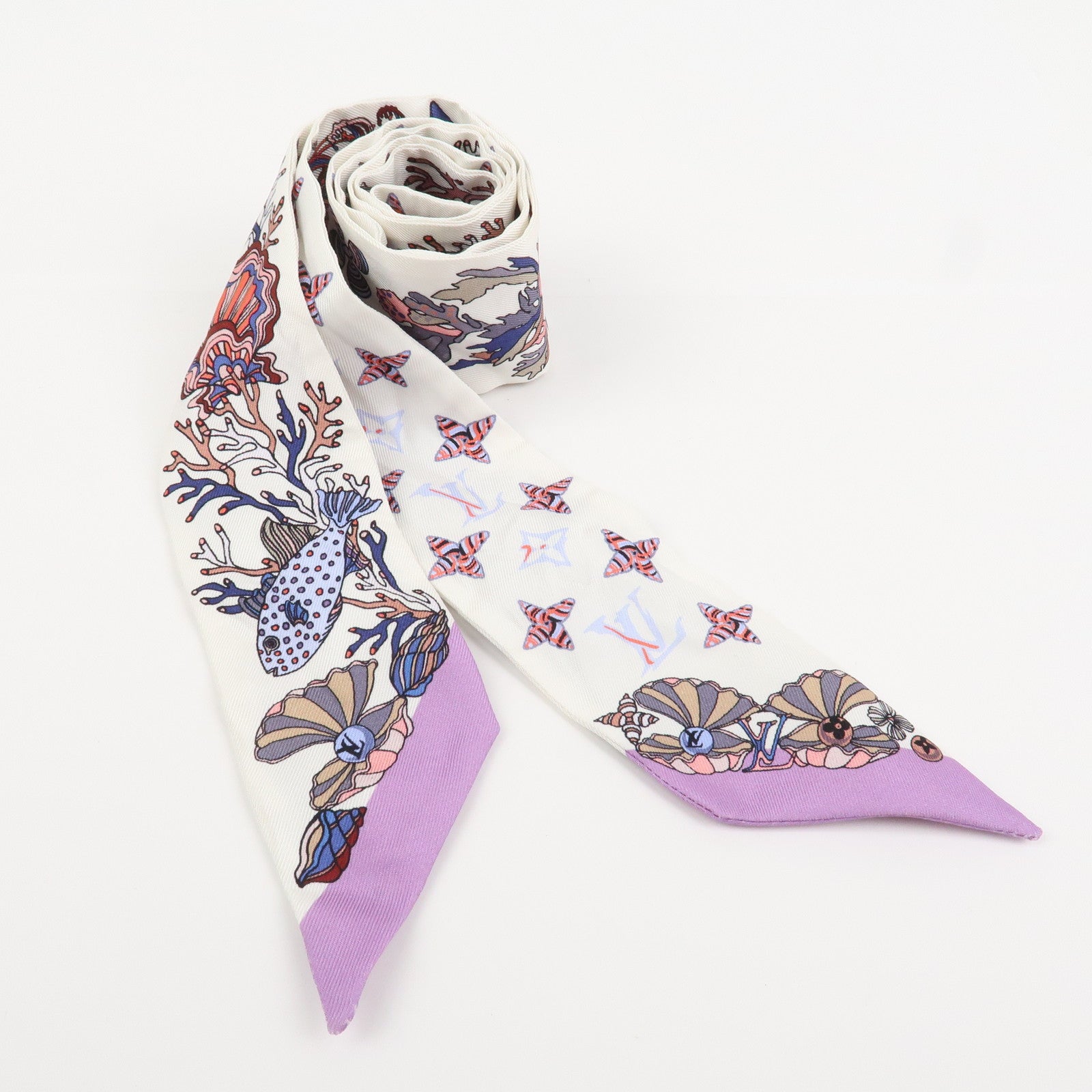 Louis Vuitton Sea of Love Bandeau BB Silk 100% Scarf White M73873