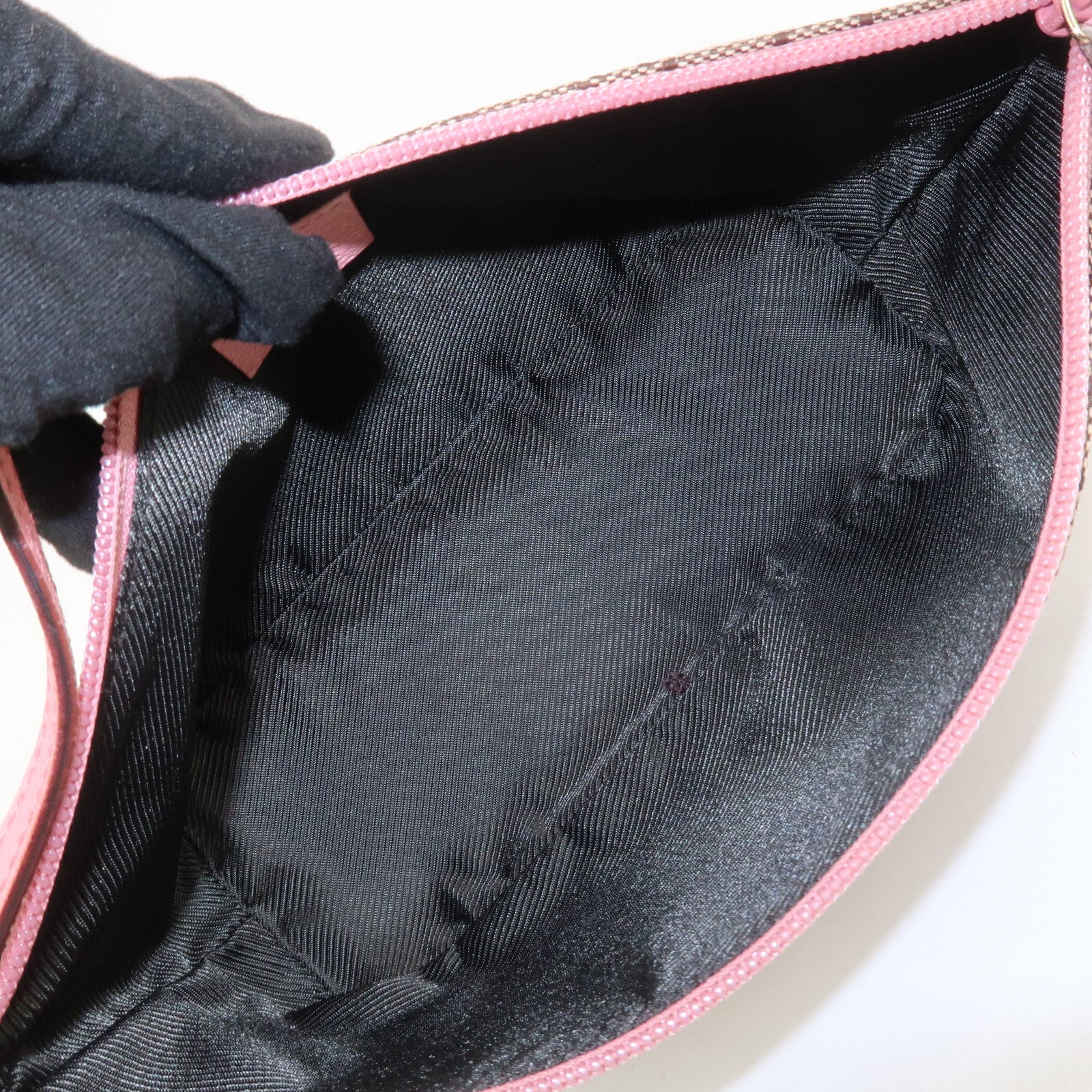 GUCCI Boat Bag GG Canvas Leather Accessory Pouch Hand Bag 07198