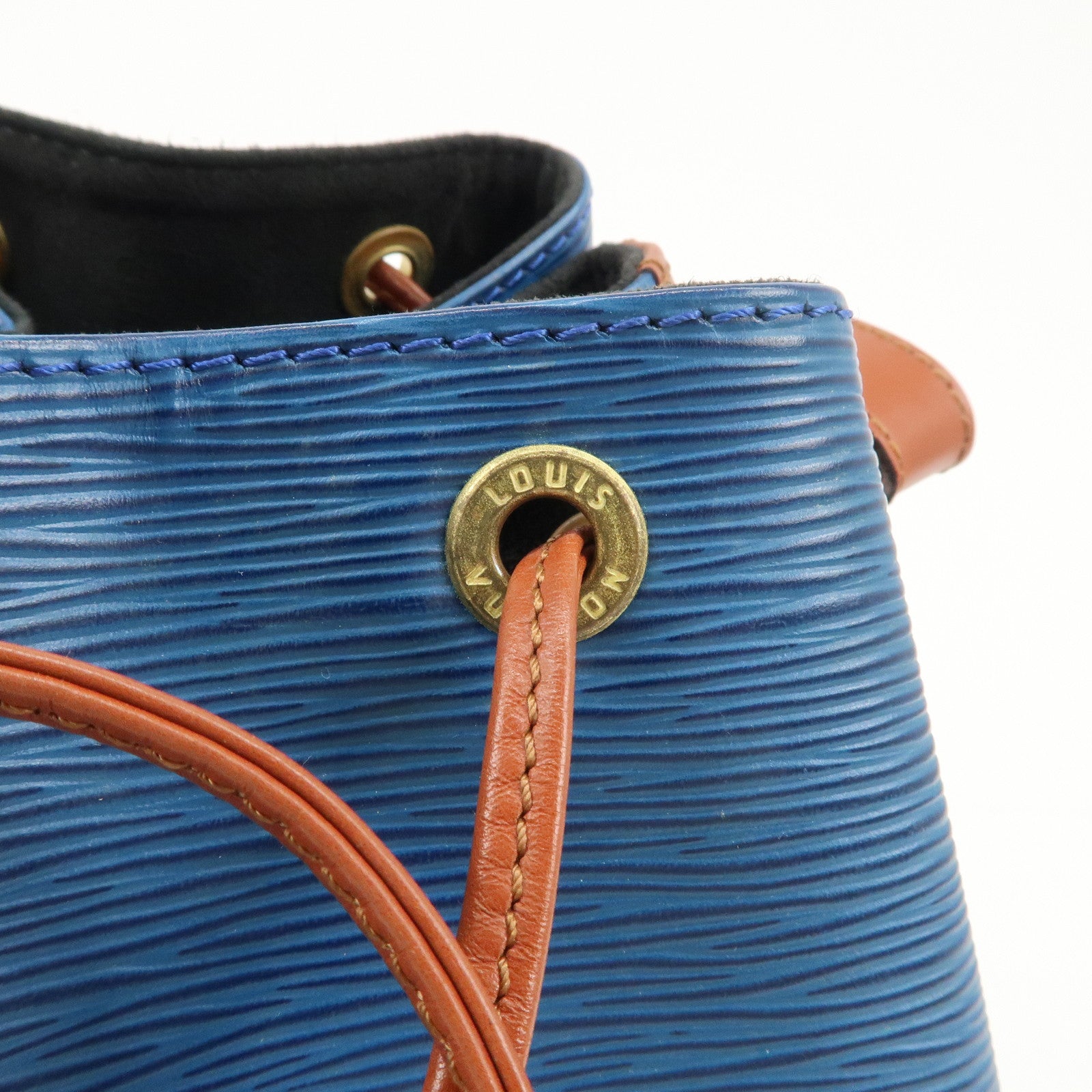 Louis Vuitton Epi Petit Noe Shoulder Bag Bi-Color Blue Kenya Brown Used