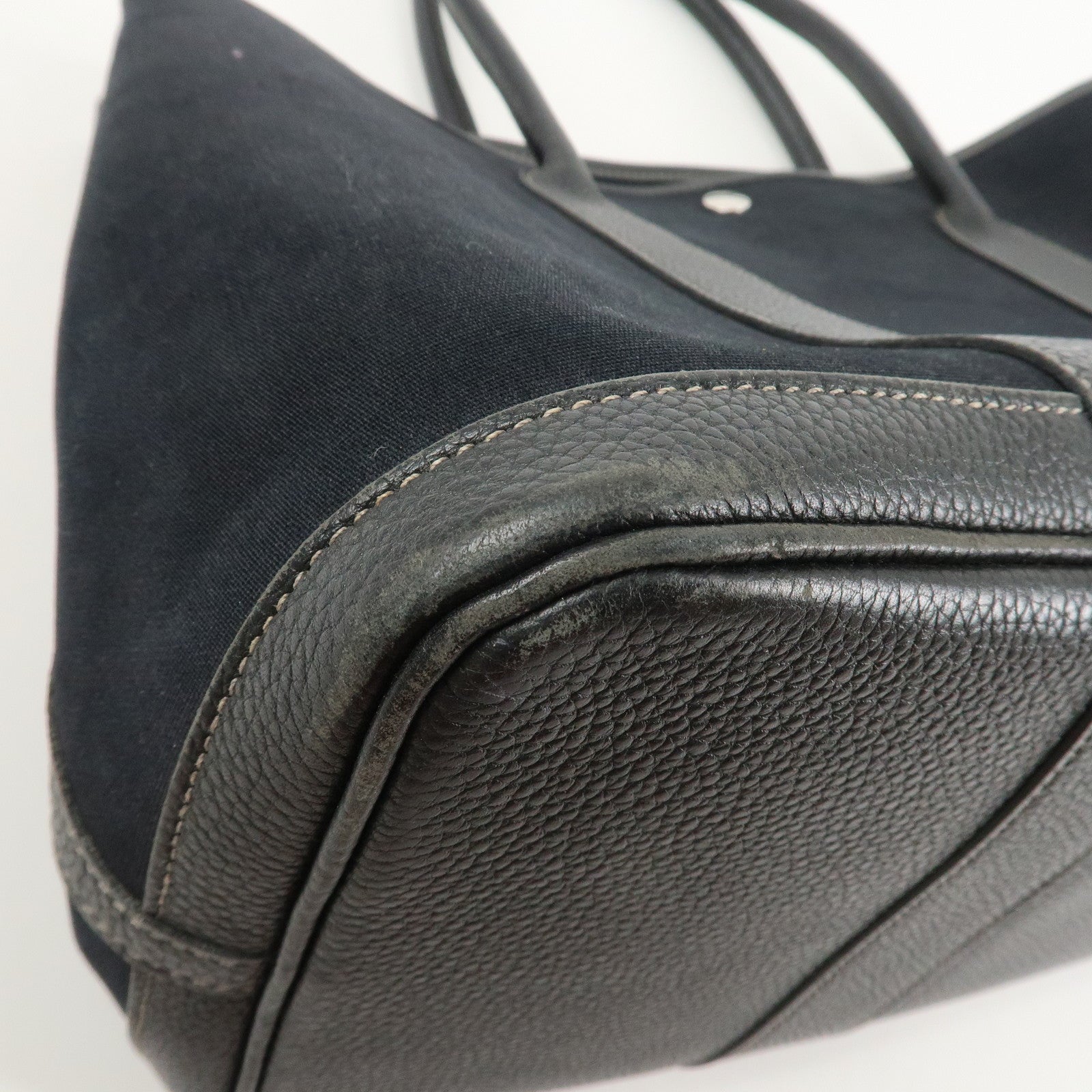 HERMES Negonda Leather Garden Party PM Tote Bag Hand Bag Black Used