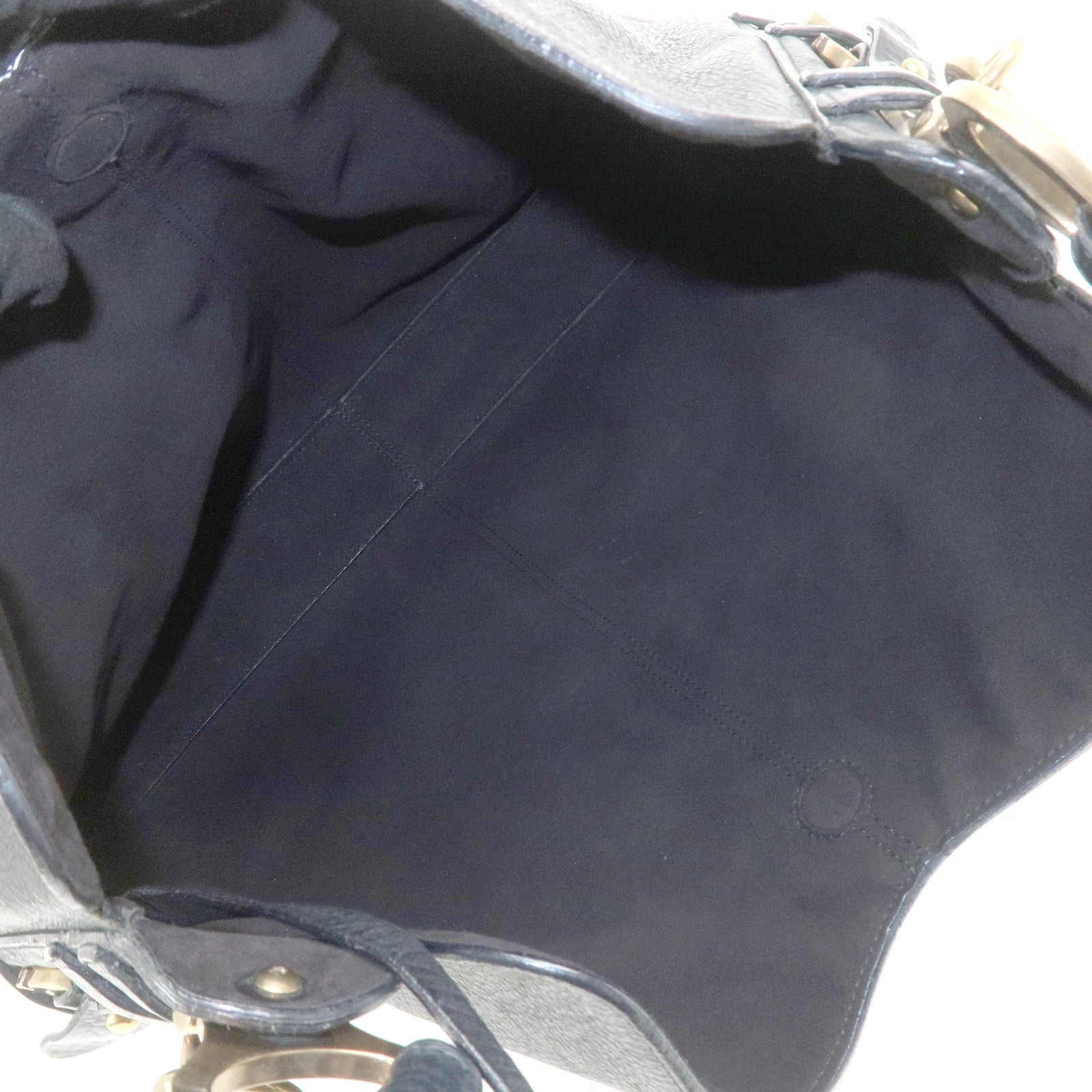 Ferragamo Gancini Calf Leather Shoulder Bag Hand Bag Black