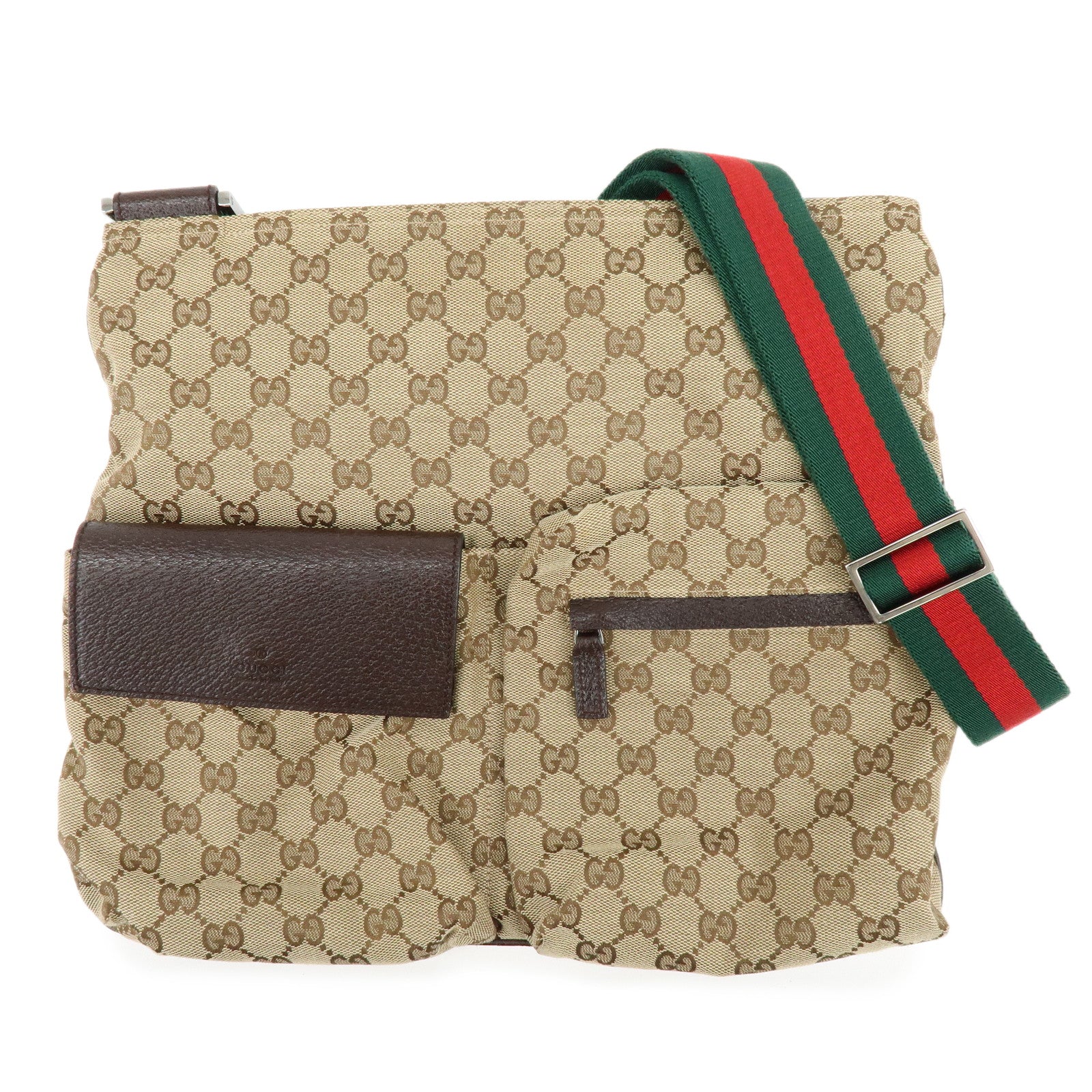GUCCI Sherry GG Canvas Leather Shoulder Bag Beige Brown 169937