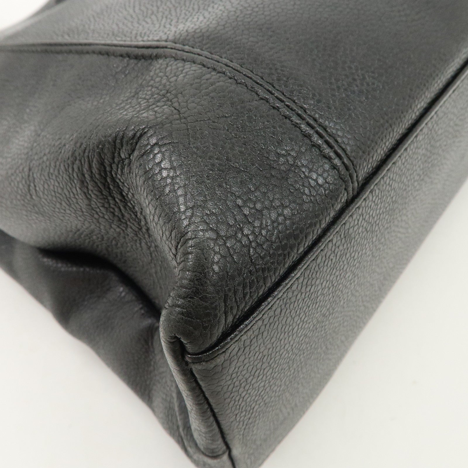 CHANEL Caviarskin Tote Bag Hand Bag Shoulder Bag Black Used