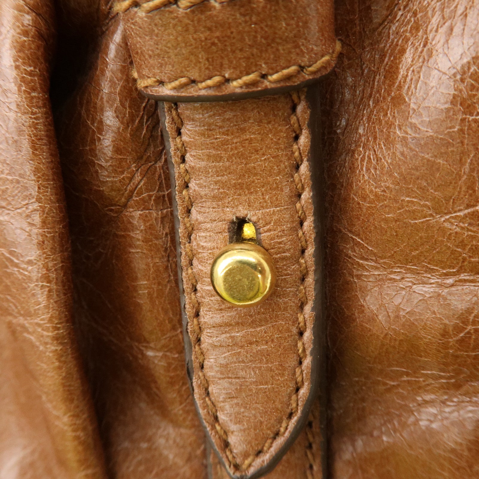 MIU MIU Leather 2Way Bag Hand Bag Shoulder Bag Brown RT0383
