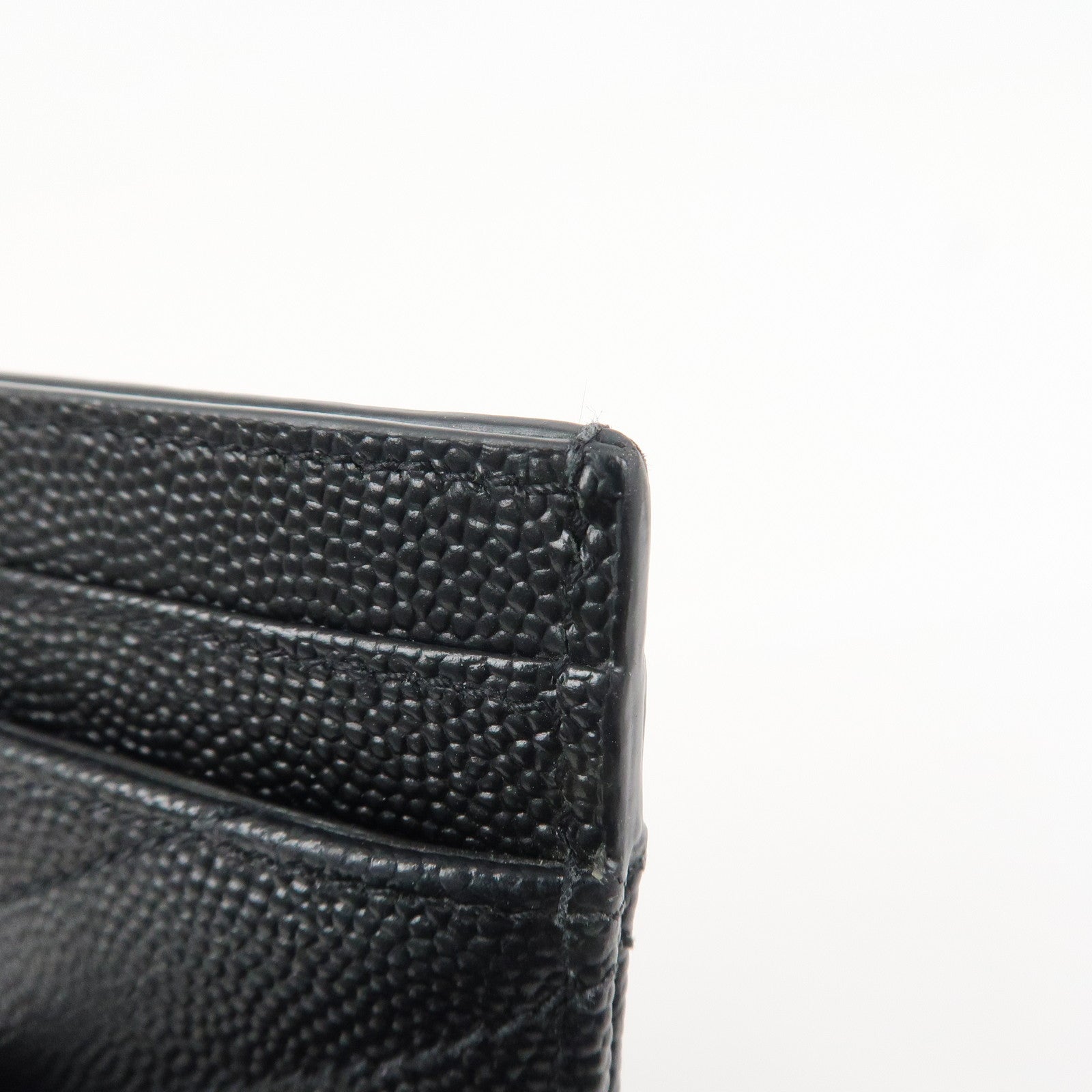SAINT LAURENT PARIS Casandra Leather Card Case Black 423291